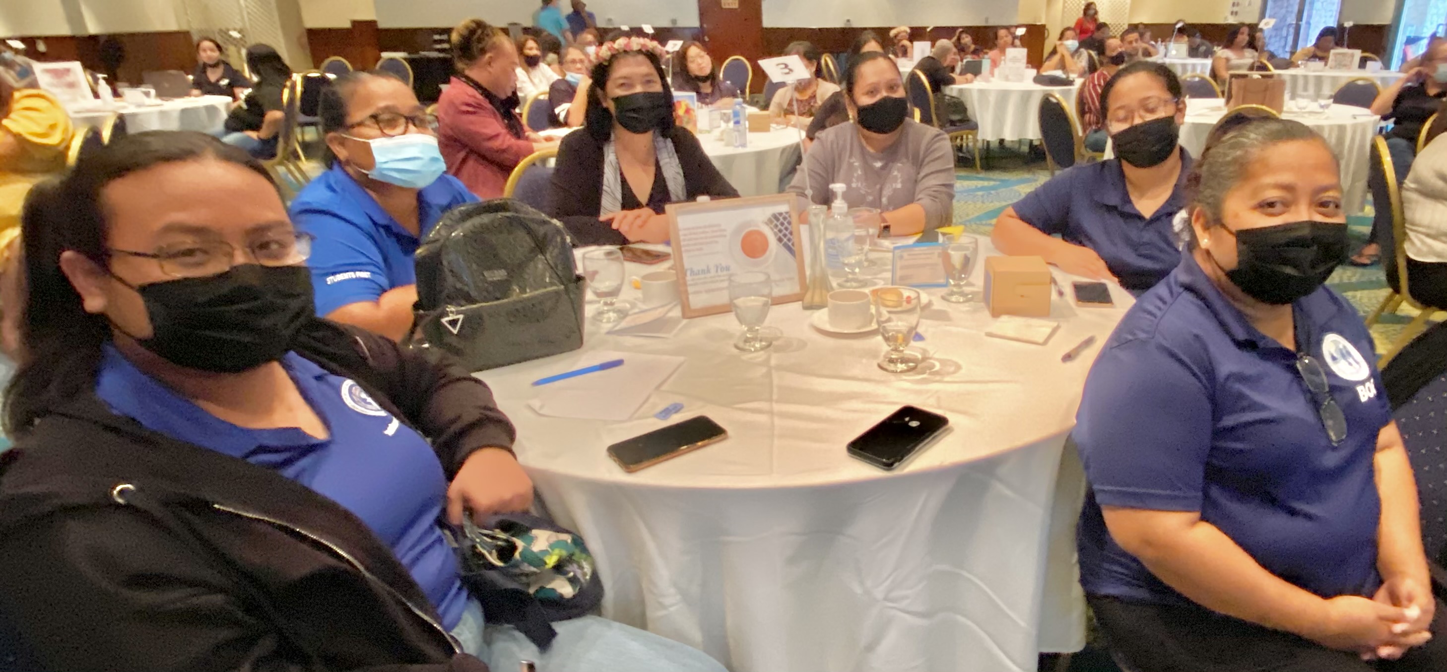 Valerie Malwelbug, Jocelyn Saures and Nikita Robert (all from the Board of Education), Charlene Valle (Oleai Elementary School), Olive Bateman (Tanapag Middle school), and Elizabeth Romolor (PSS Federal Programs Office).