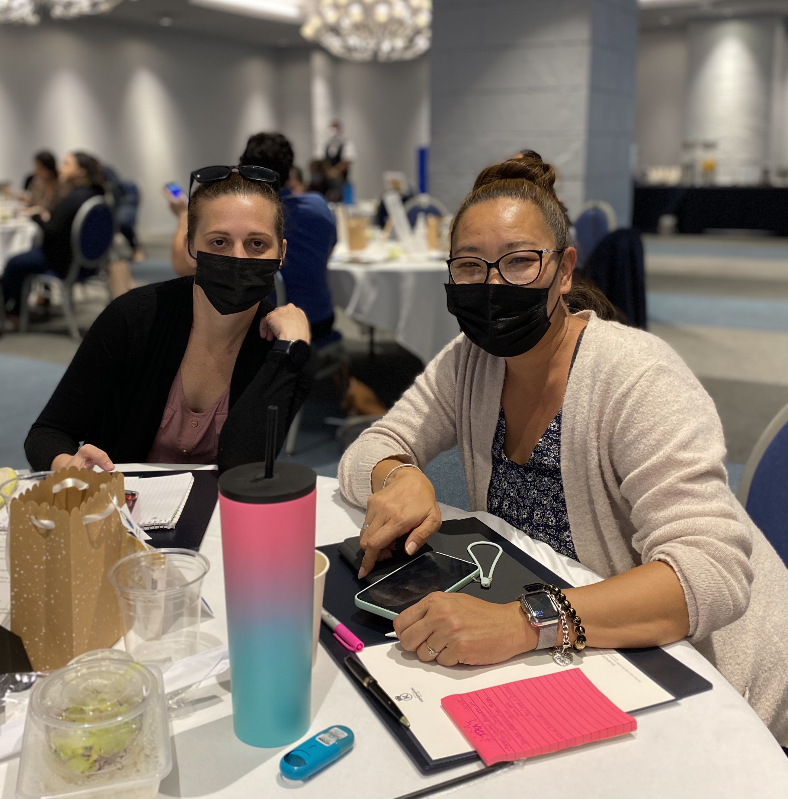 San Vicente Elementary School vice principal Ana Guerrero and Saipan Southern High School vice principal Arisa Sakai pose for a photo.