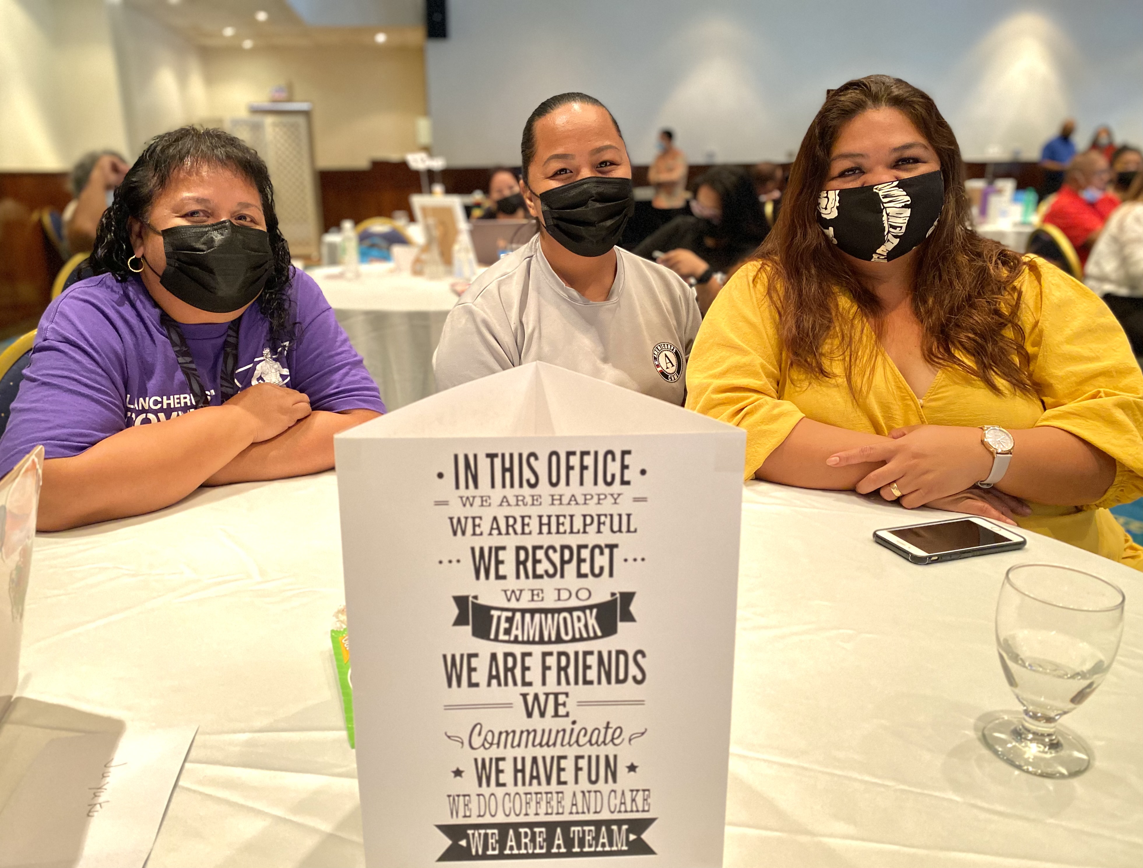 Dorsha Guinto (Saipan Southern High School), Elizabeth B. Aguon (AmeriCorps Program), and Mary Jane Taitano (Chacha Oceanview Middle School).