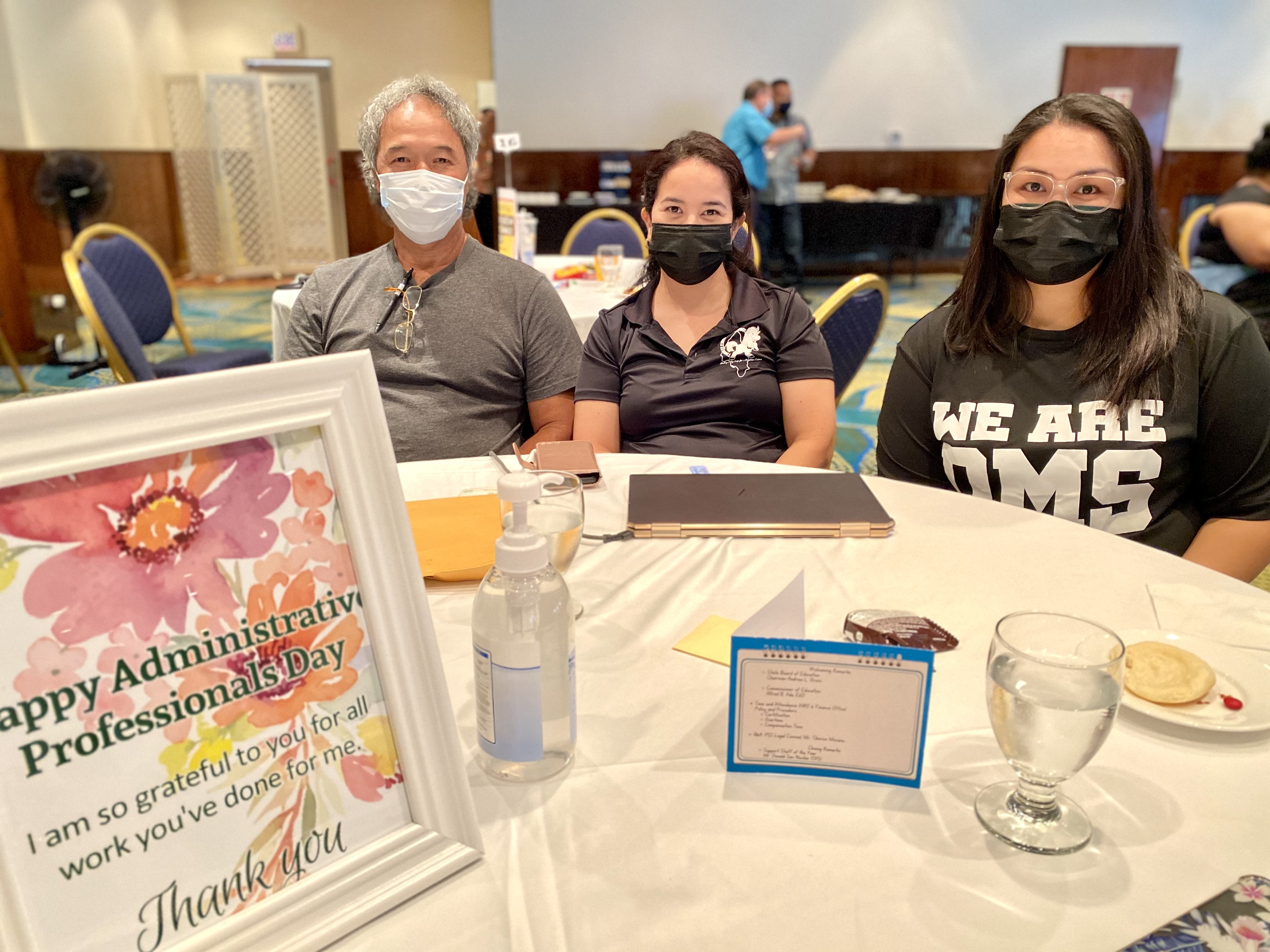 Cristalyn Acera (Dandan Middle School), Maggie Sarmiento (Tinian Elementary School), and John Babauta (Child Nutrition Program).