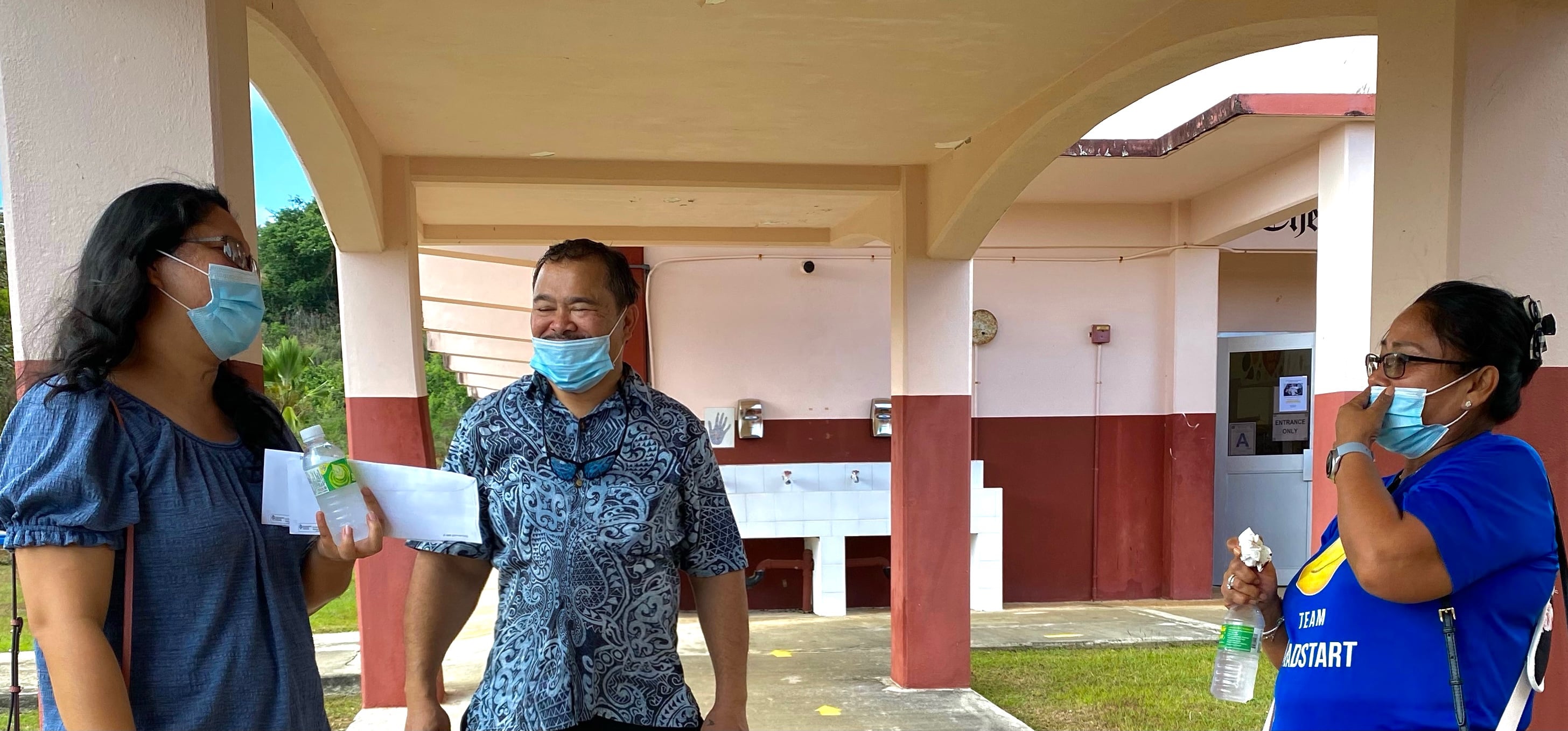 Tinian public education personnel share a light moment with Commissioner of Education Dr. Alfred B. Ada.