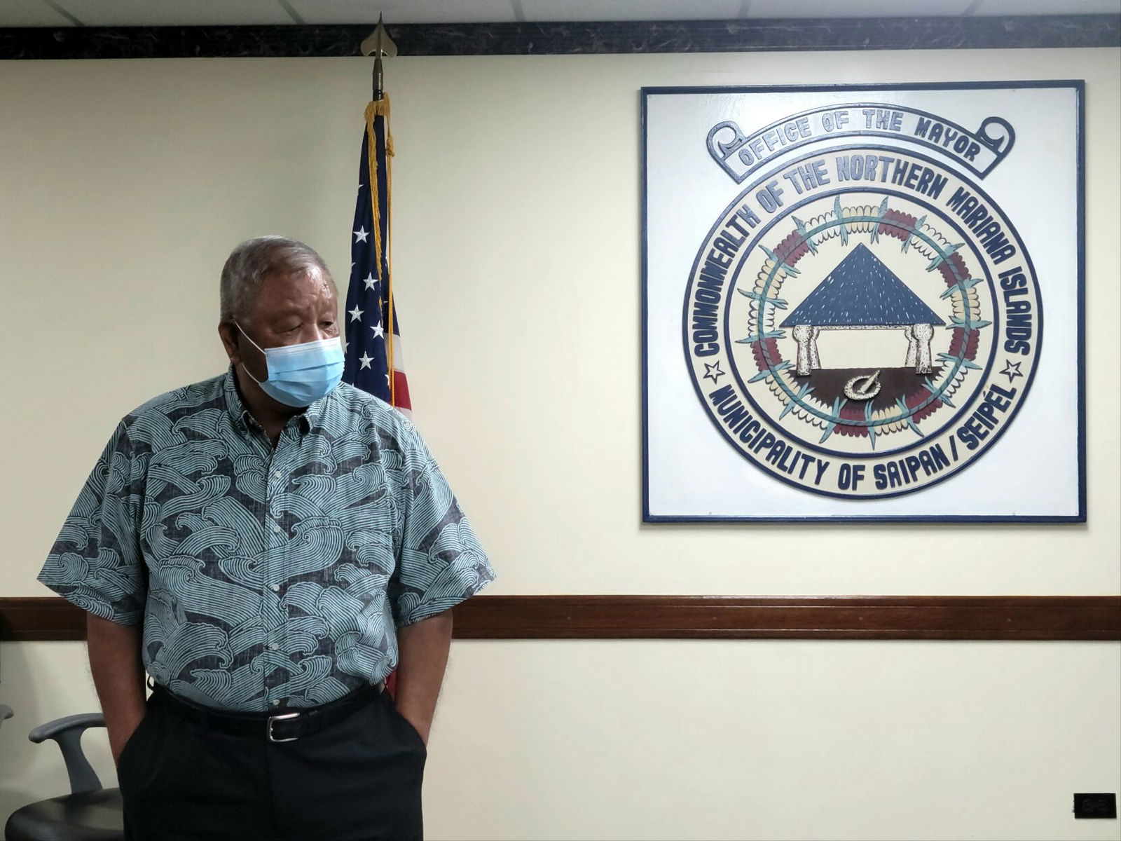 Saipan Mayor David M. Apatang in his conference room on Friday.Photo by K-Andrea Evarose S. Limol