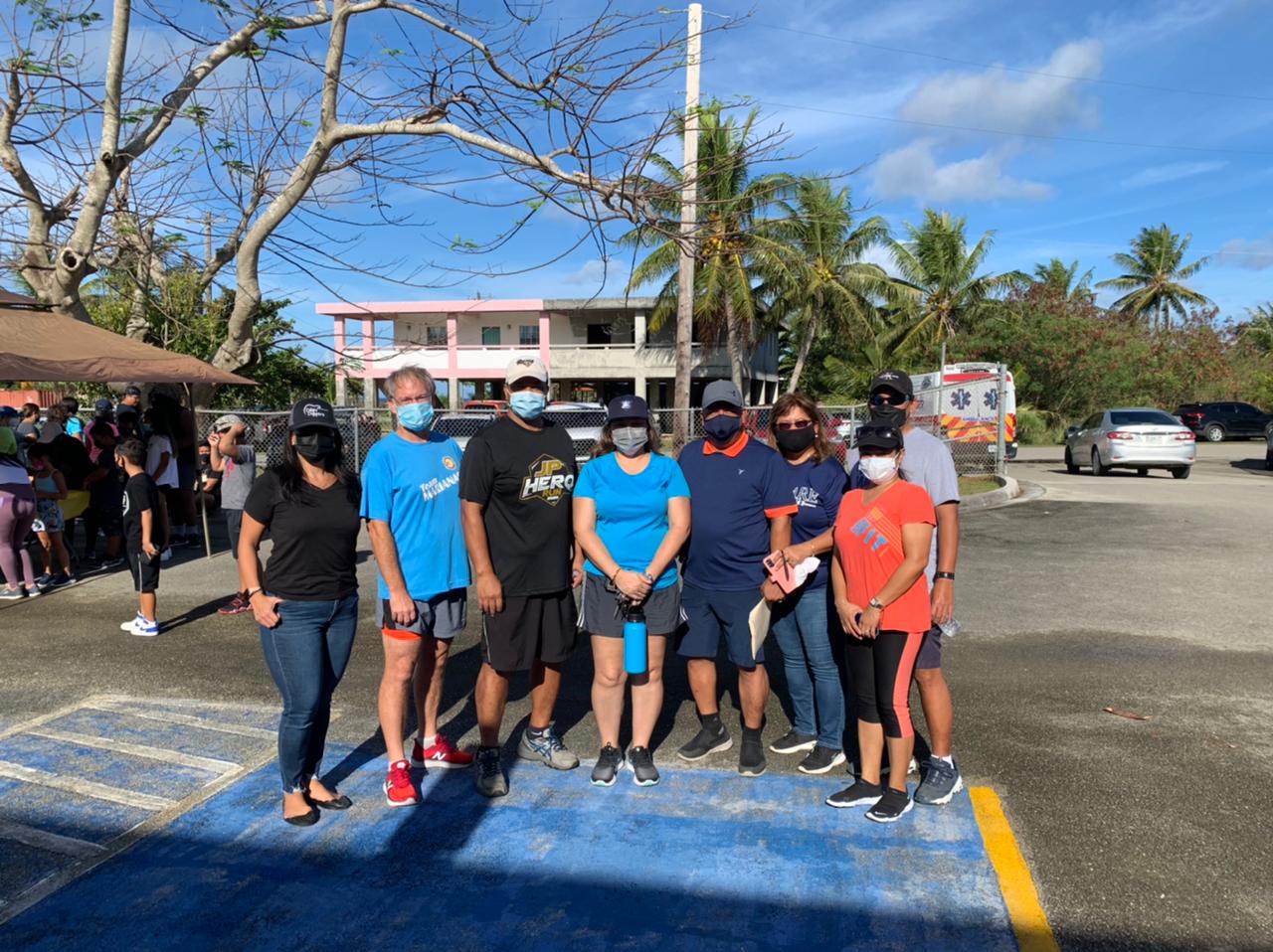 Tinian Mayor Edwin Aldan poses with  Board of Education non-public school representative Dr. Ron Snyder,  Public School System Special Education Program Director Donna Flore and other officials.