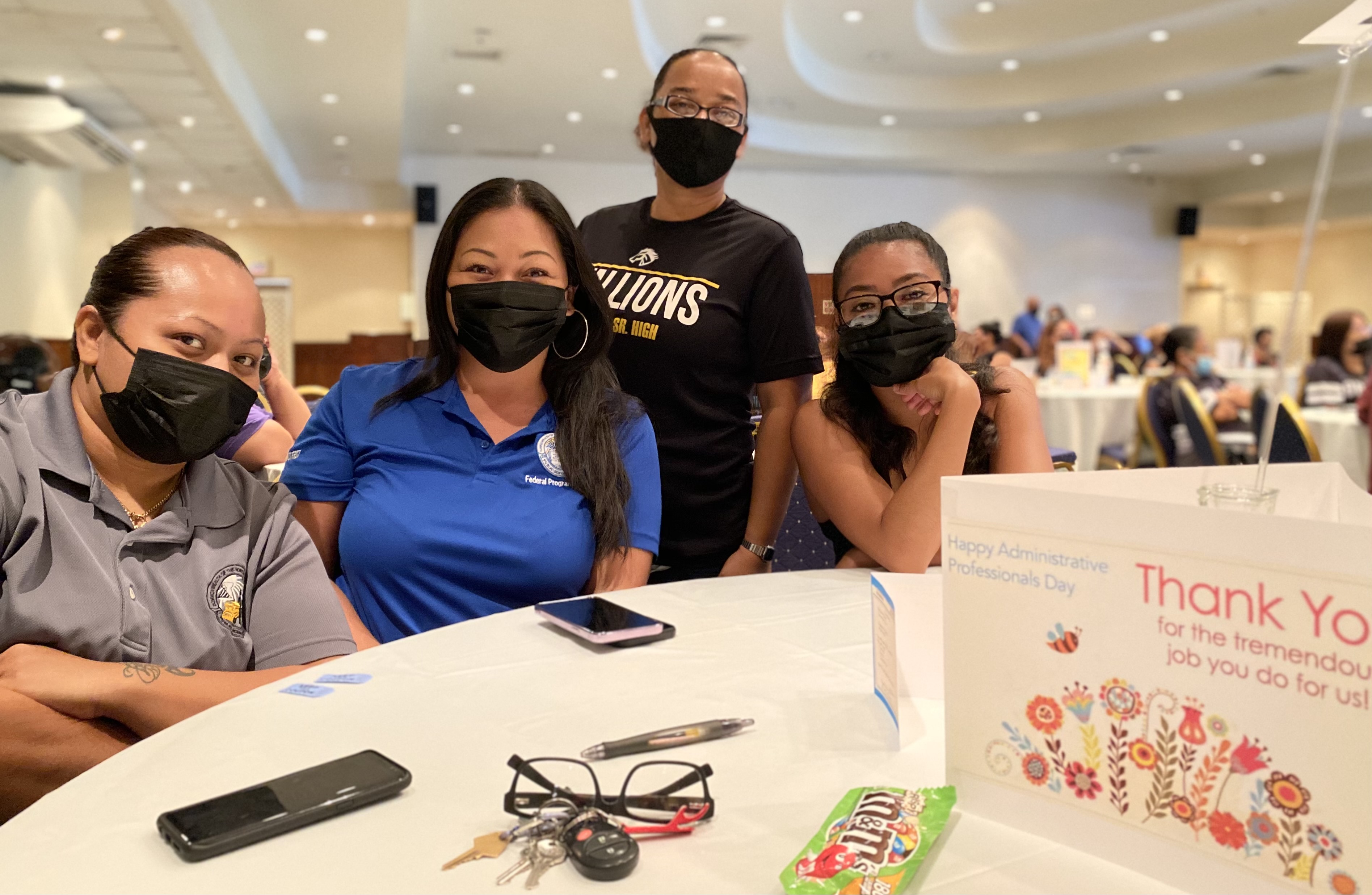 Aurelia Marie Iguel (Office of Pupil Transportation), Marie C. Quitugua (Federal Programs Office), Laila Manibusan (Tinian Jr.-Sr. High School), and Lorie Baulechong (Special Education Program).