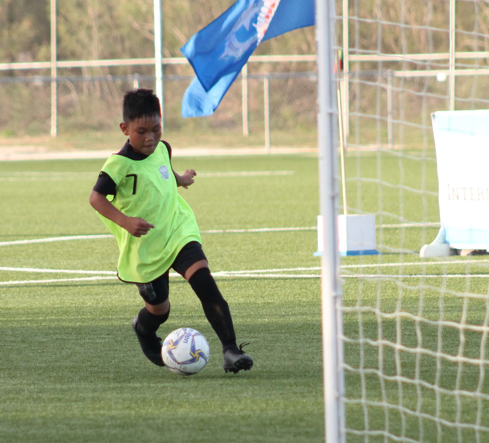 KoES 2's Jose Maratita is about to score a goal during Thursday's championship game of the 2020-2021 NMIFA-PSS Interscholastic Soccer League at the NMI Soccer Training Center.Photo by James F. Sablan Jr