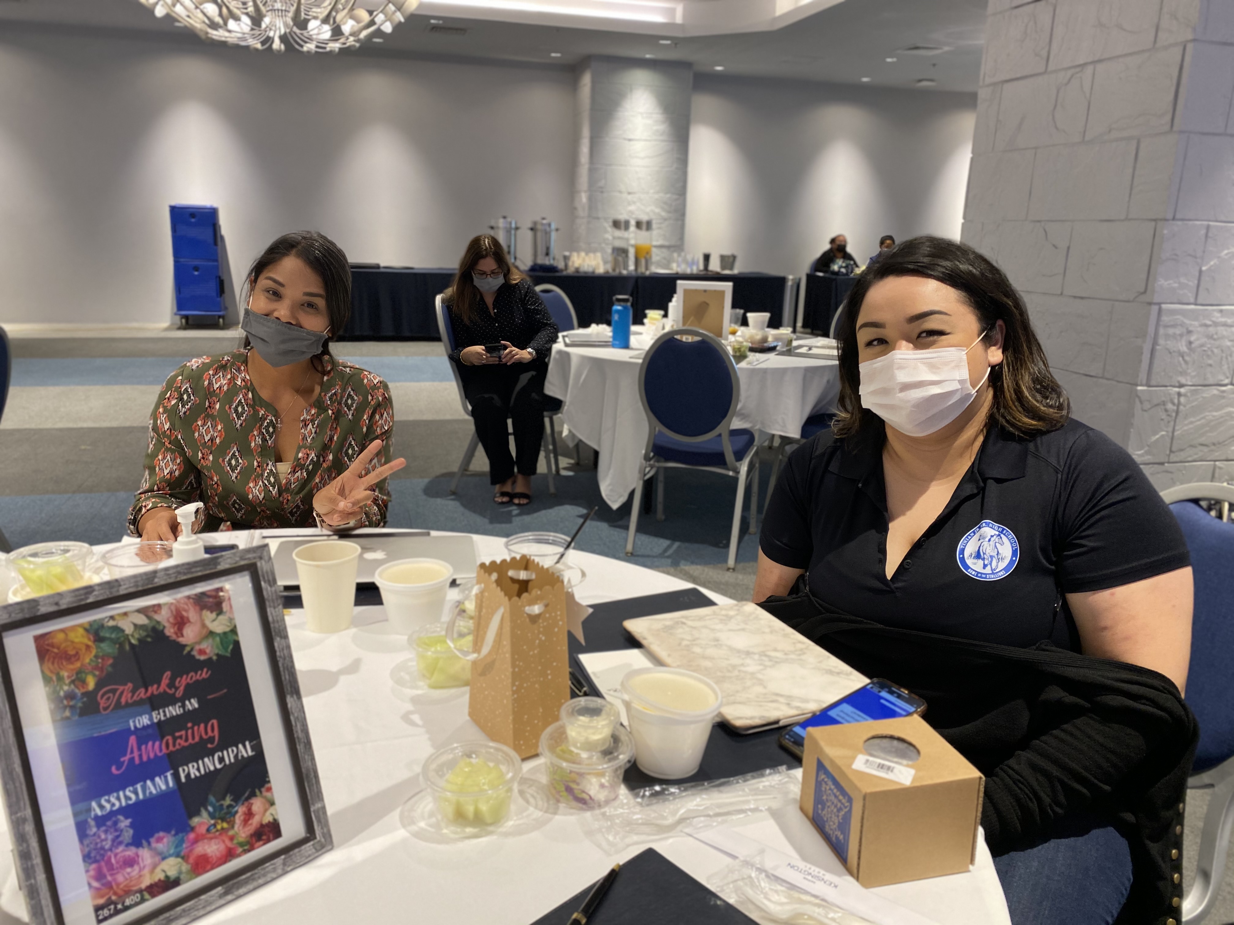 From left, Oleai Elementary School vice principal Alisa Pangelinan and Tinian Jr. Sr. High School vice principal Nikita Mendiola participate in a professional development session.