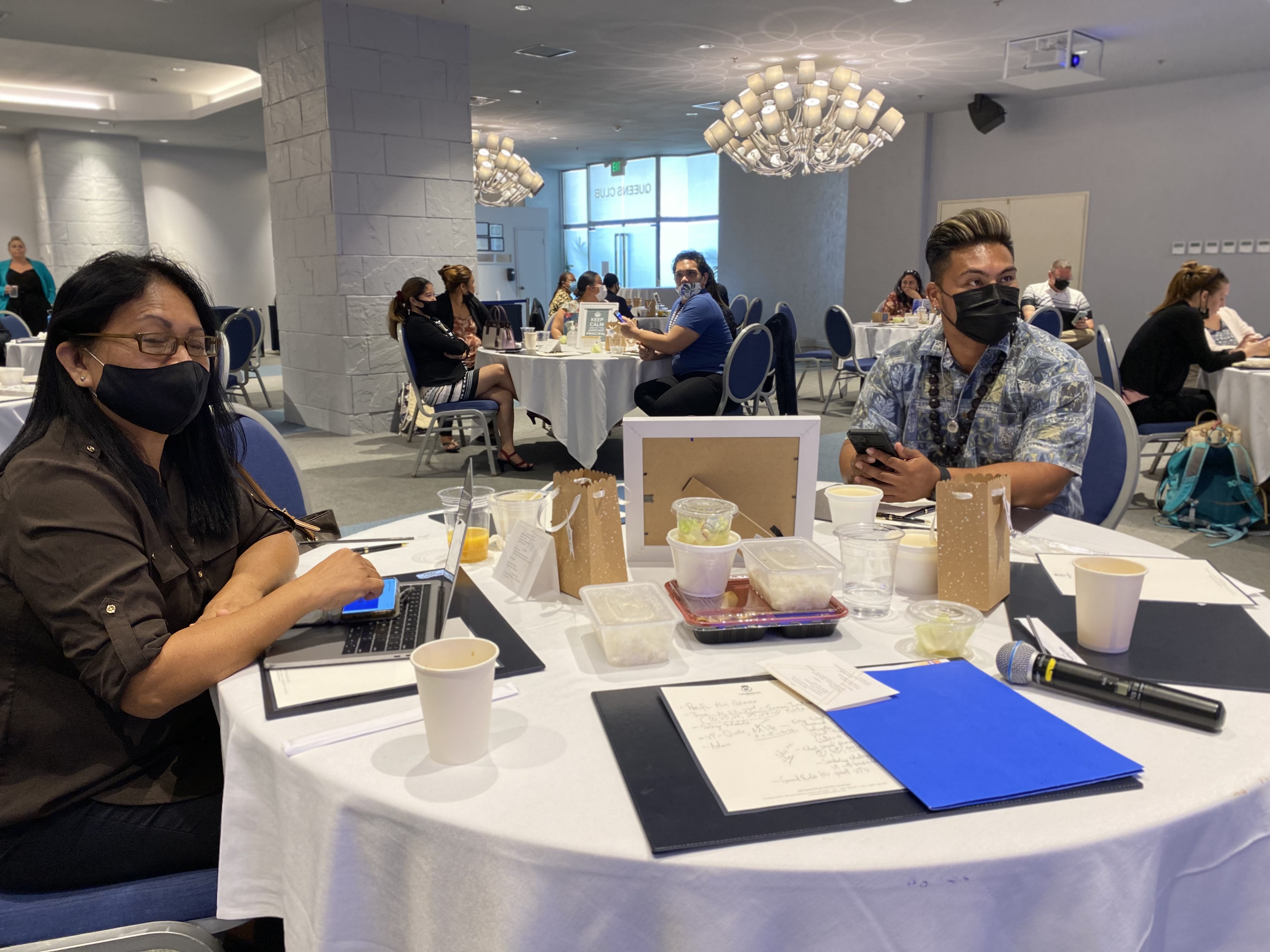 Dr. Rita H. Inos Jr. Sr. High School vice principal Annette Calvo and Public School System instructional technology director Dr. Bobby Cruz.