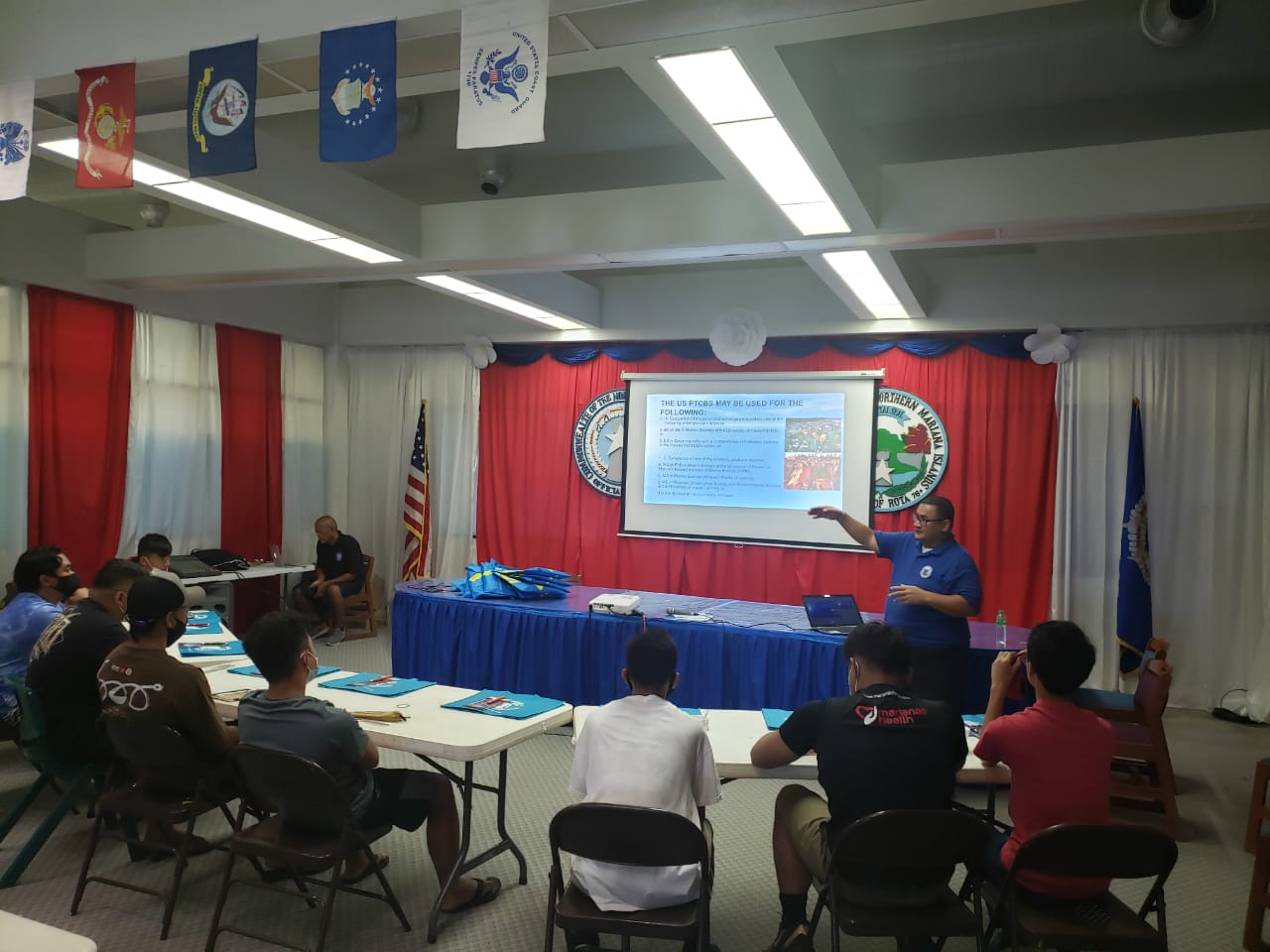 On Tinian, WesPac coordinator Floyd Masga presents information about career-building opportunities in fishery management.Contributed photo