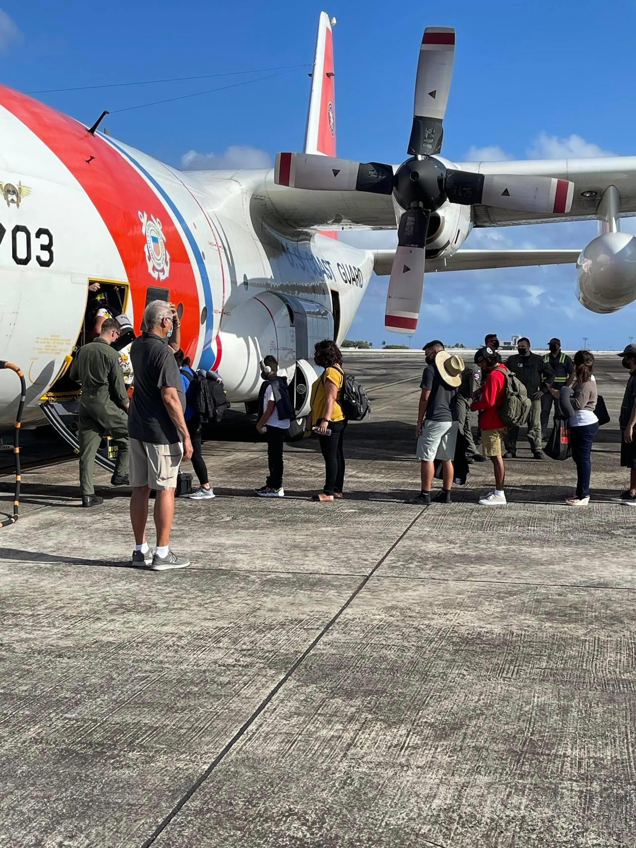 Repatriating  FSM citizens enter the aircraft.FSMIS photo