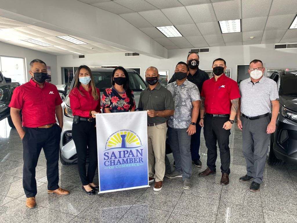 Mark Sablan of AK Toyota, Liza Taylor of AK Toyota, Marcia Calvo of the Saipan Chamber of Commerce, Joe Guerrero of the Saipan Chamber of Commerce, Lee Tenorio of the Saipan Chamber of Commerce, Shayne Villanueva of the Saipan Chamber of Commerce, Kevin Ada of AK Toyota and Joel Lesh of AK Toyota.Contributed photo