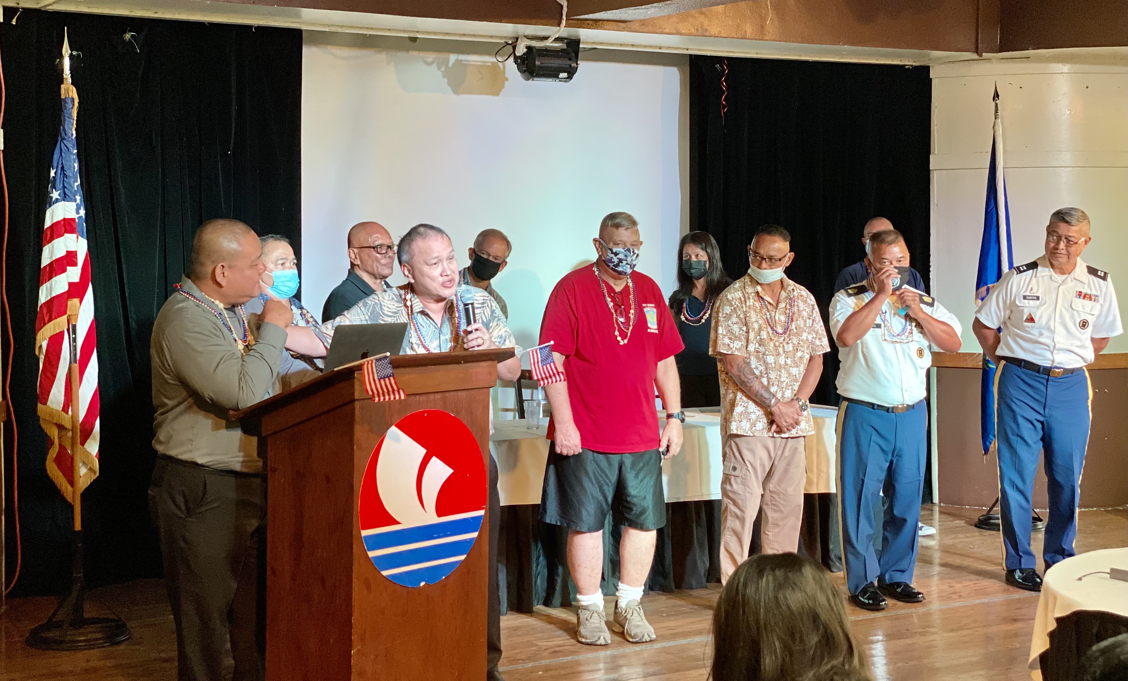 Associate Commissioner of Education Eric Magofna, Commissioner of Education Dr. Alfred B. Ada, and Board of Education Chairman Andrew L. Orsini announce the arrival of six new buses/vans, five of which will be provided to the JROTC battalions of Kagman High School, Marianas High School, Saipan Southern High School, Tinian Jr. Sr. High School and Dr. Rita H. Inos Jr. Sr. High School on Rota.PSS photo