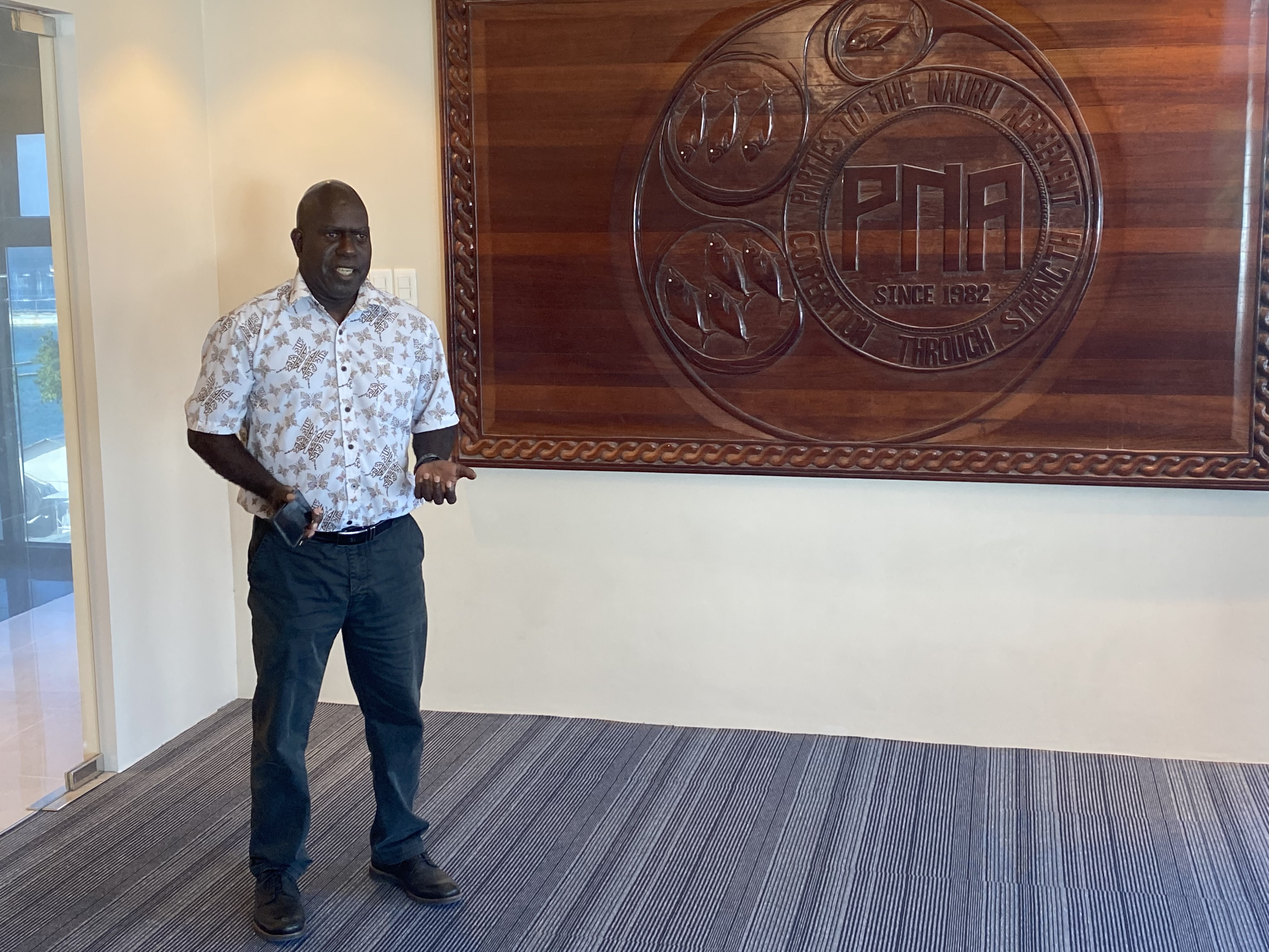 PNA CEO Ludwig Kumoru speaks at Thursday's opening of the new PNA headquarters.Photo by Giff Johnson