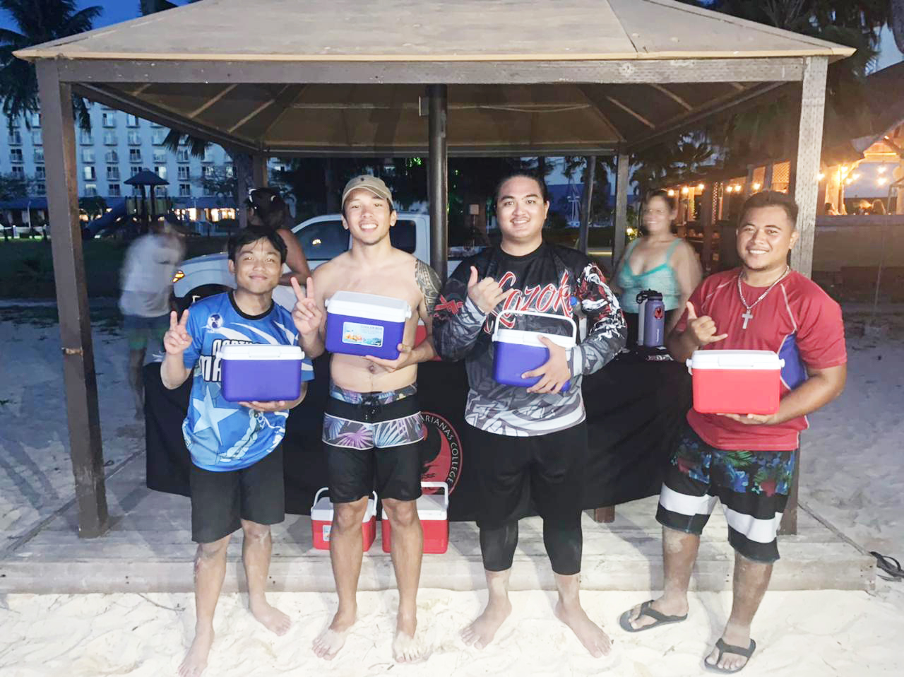 Third placers Team Quaranteam: Ryutaro Litulumar, Keystone Norech, Don Cabrera, John Michael, Lisa Iginoef, and Mina Litulumar.