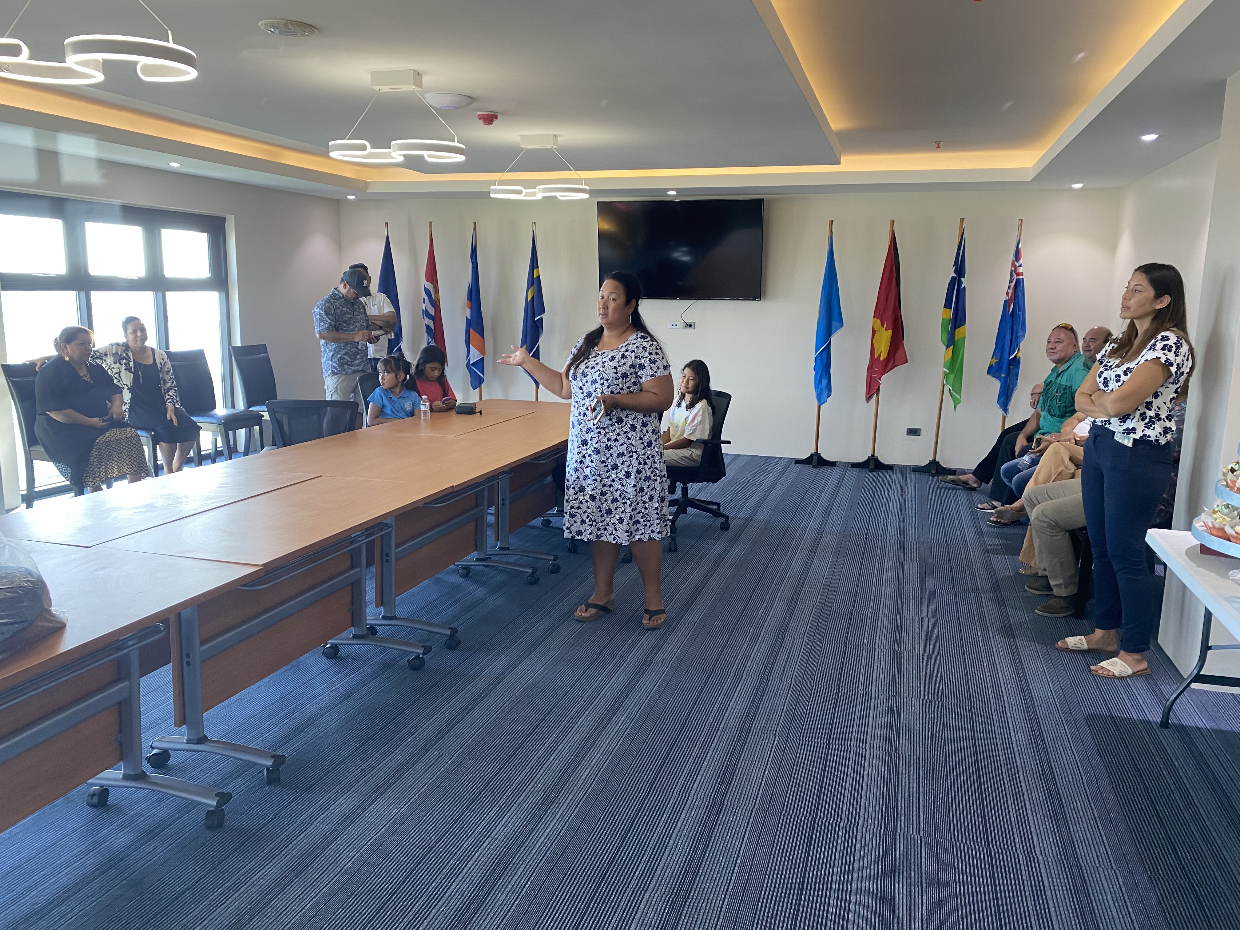 Inside the conference room of the new Parties to the Nauru Agreement headquarters building in Majuro during Thursday's soft opening.Photo by Giff Johnson