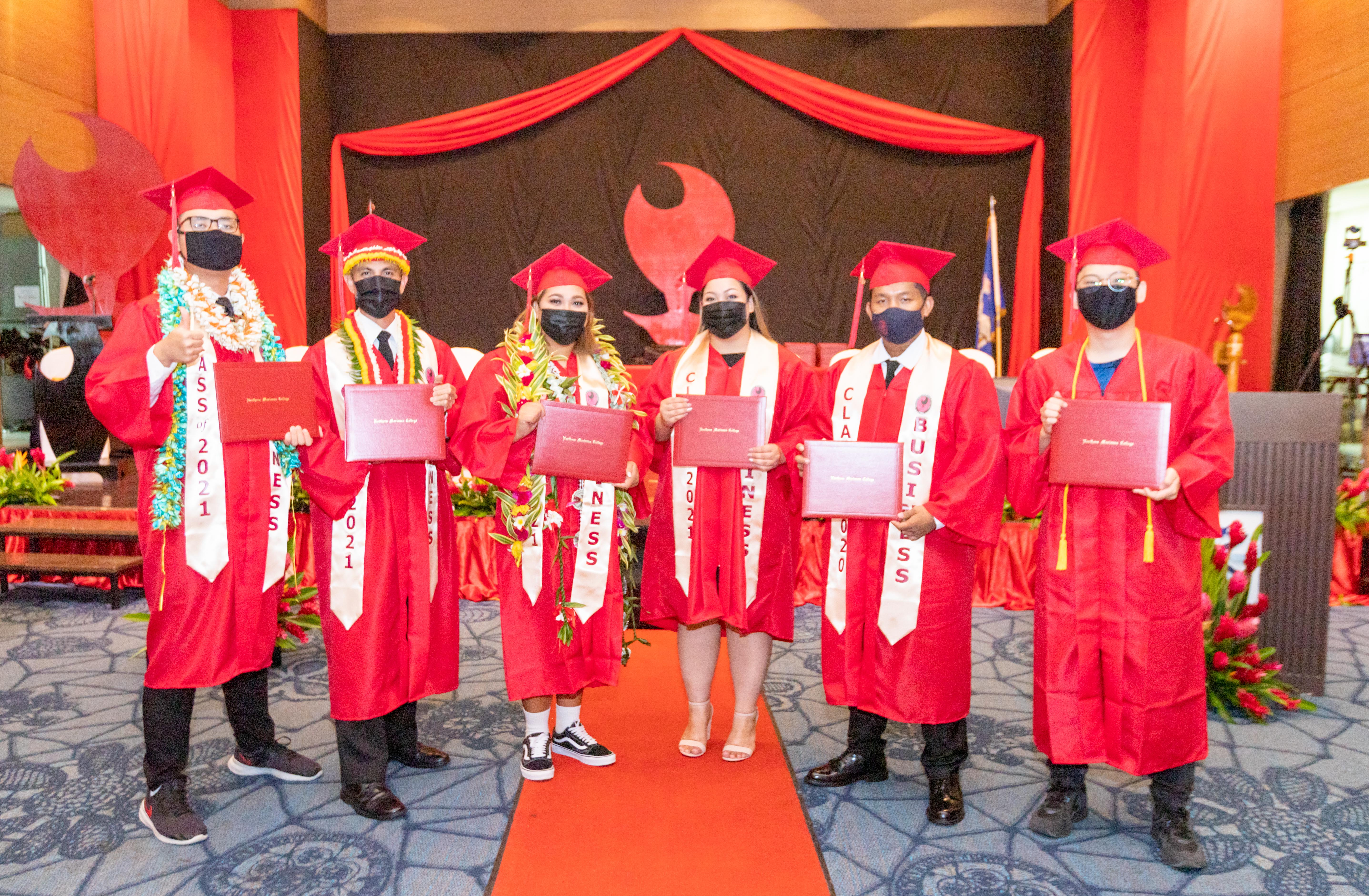 NMC graduates pose for a photo at Saipan World Resort.