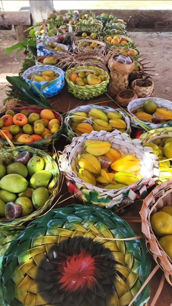 Locally woven baskets filled with locally grown produce were on display at the Saipan Ocean Fair on Saturday.