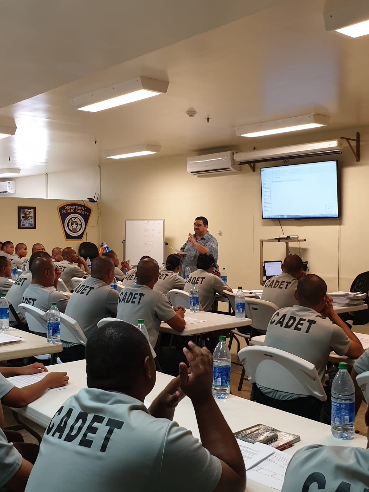 Judge Joseph Camacho talks about “search and seizure” rules with police cadets.
