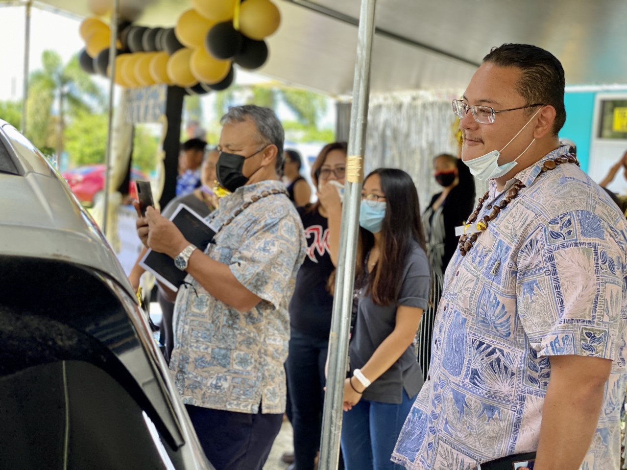 Rep. Donald Manglona, a former educator, and Sen. Paul A. Manglona were among the Rota leaders who participated in the Dr. Rita H. Inos Junior High School promotion ceremony.