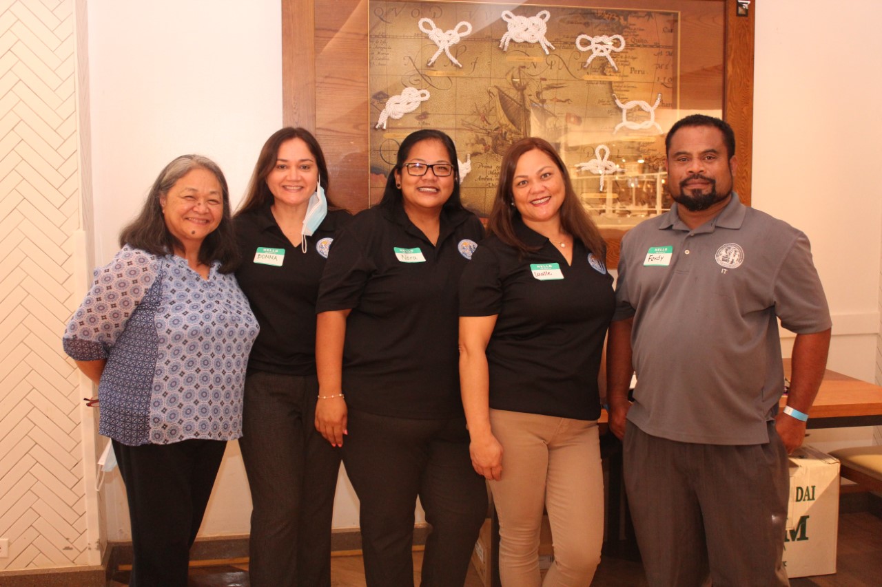UOG-CEDDERS Acting Director June De Leon and PSS Special Education Director Donna Flores with PSS Special Education Data and Compliance Program Manager Nora Fujihira, Special Education Data Specialist Lucille Deleon Guerrero, and PSS Network Specialist Ferdie Ngirmekur.
