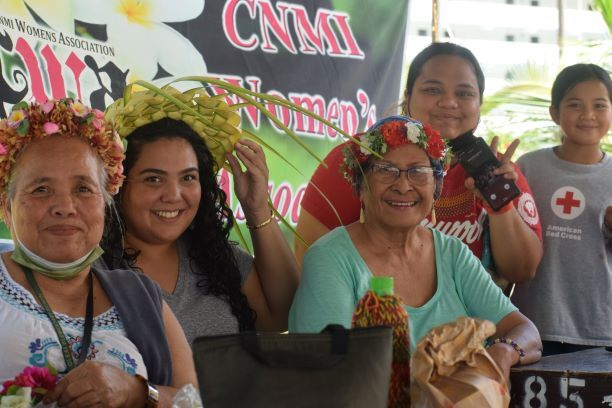 CNMI Women's Association president Felicidad Ogumoro with Doly Fitial, Rellani Ogumoro, Dorina Iginoef and Dorsha Santos.