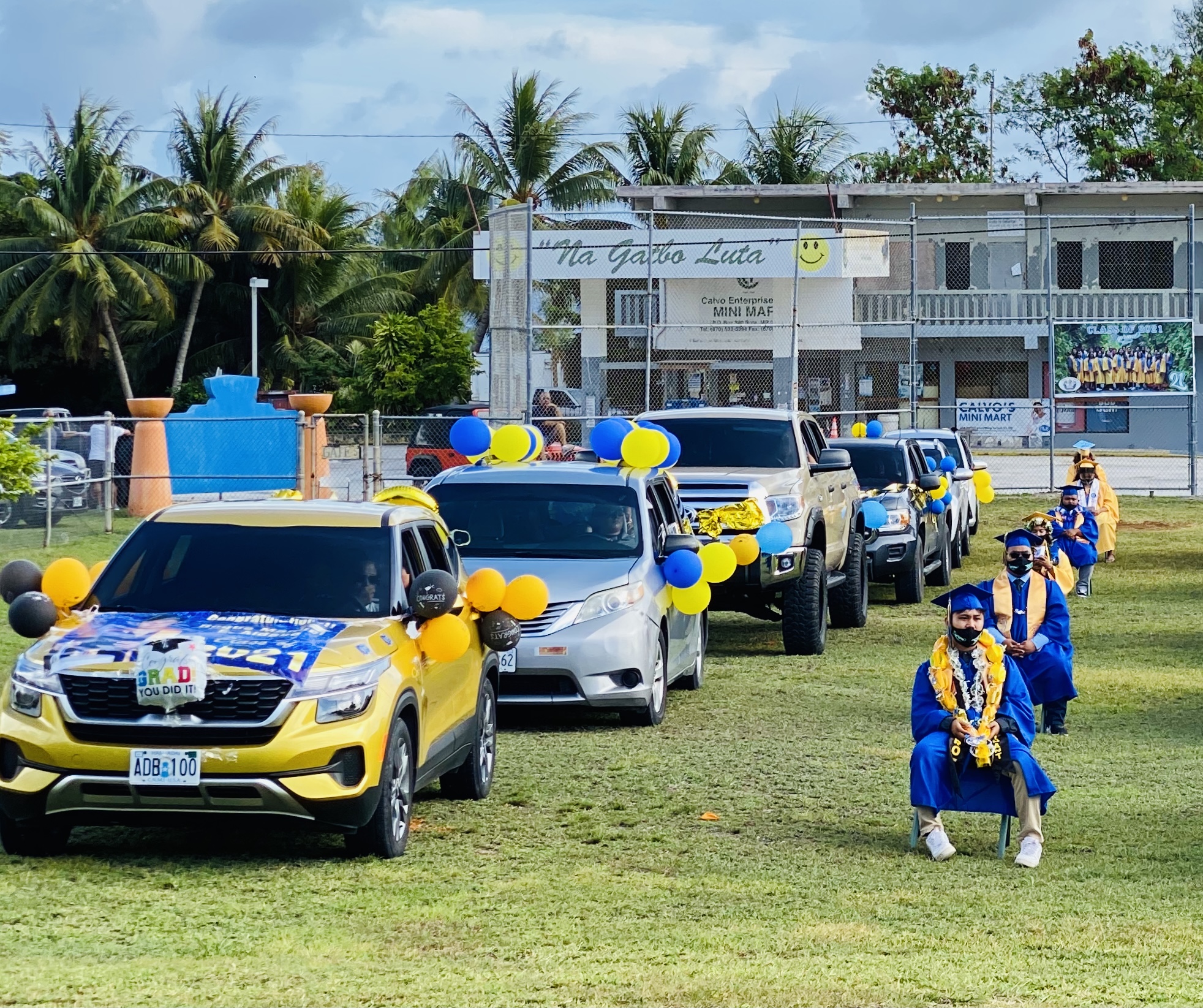 The graduation ceremony was held on campus.