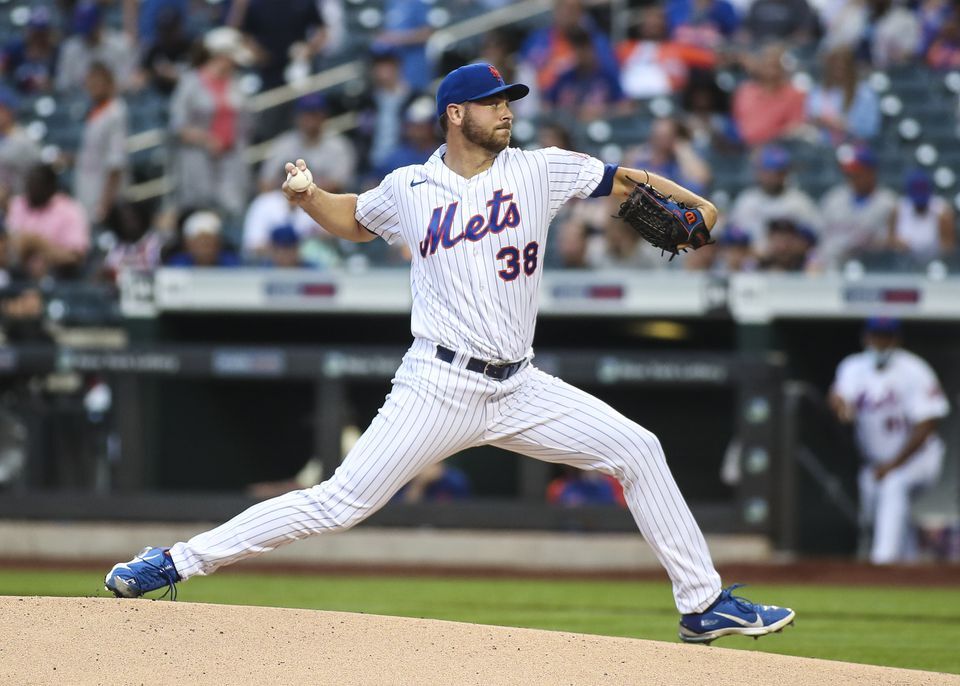 New York Mets pitcher Tylor Megill (38) pitches against the Pittsburgh Pirates in the first inning at Citi Field in New York City on Saturday.