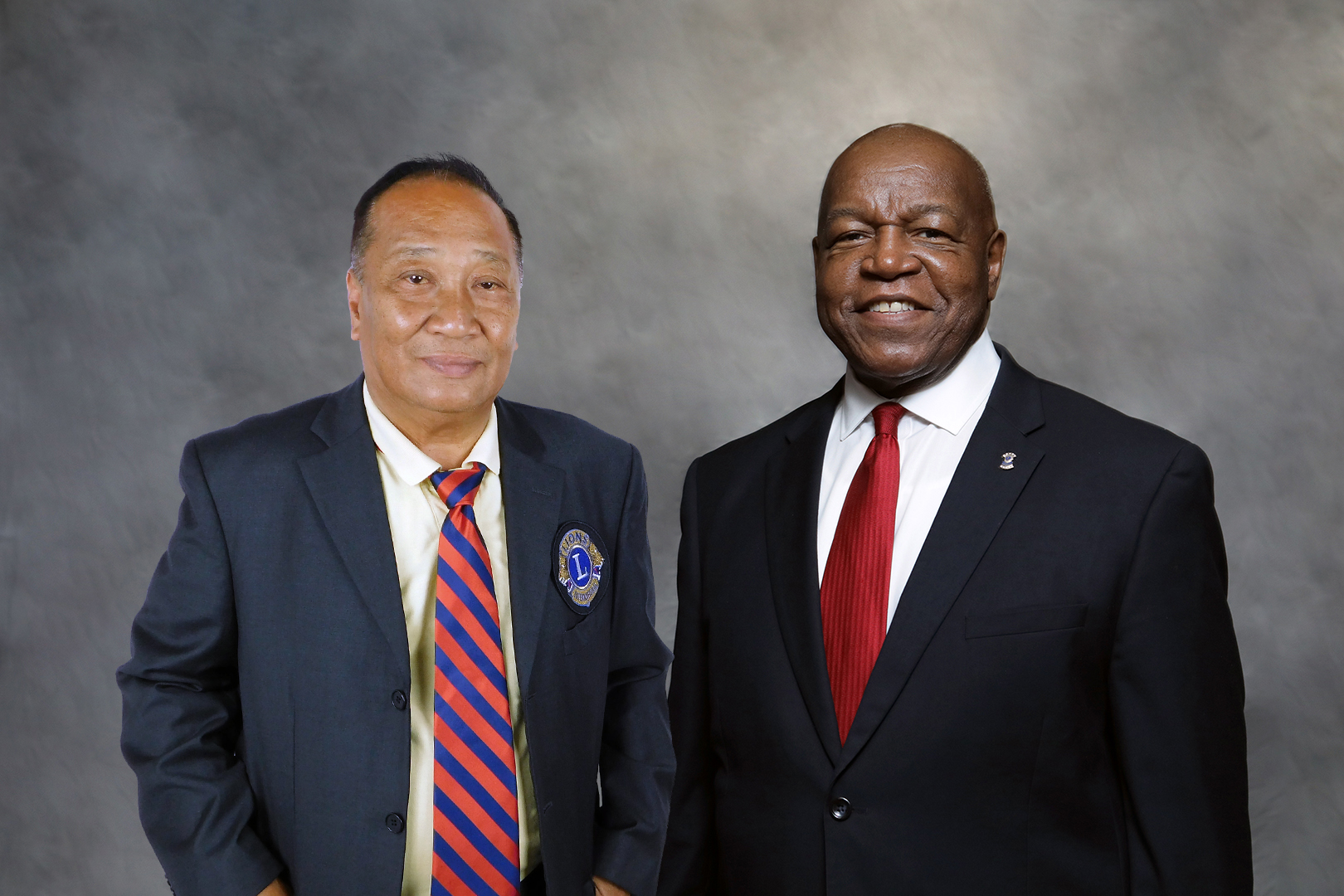 This combination of photos shows Lions Club International District 204 Gov.  Saturnino “Atoy” Banting and Lions Club International President Douglas Alexander.
