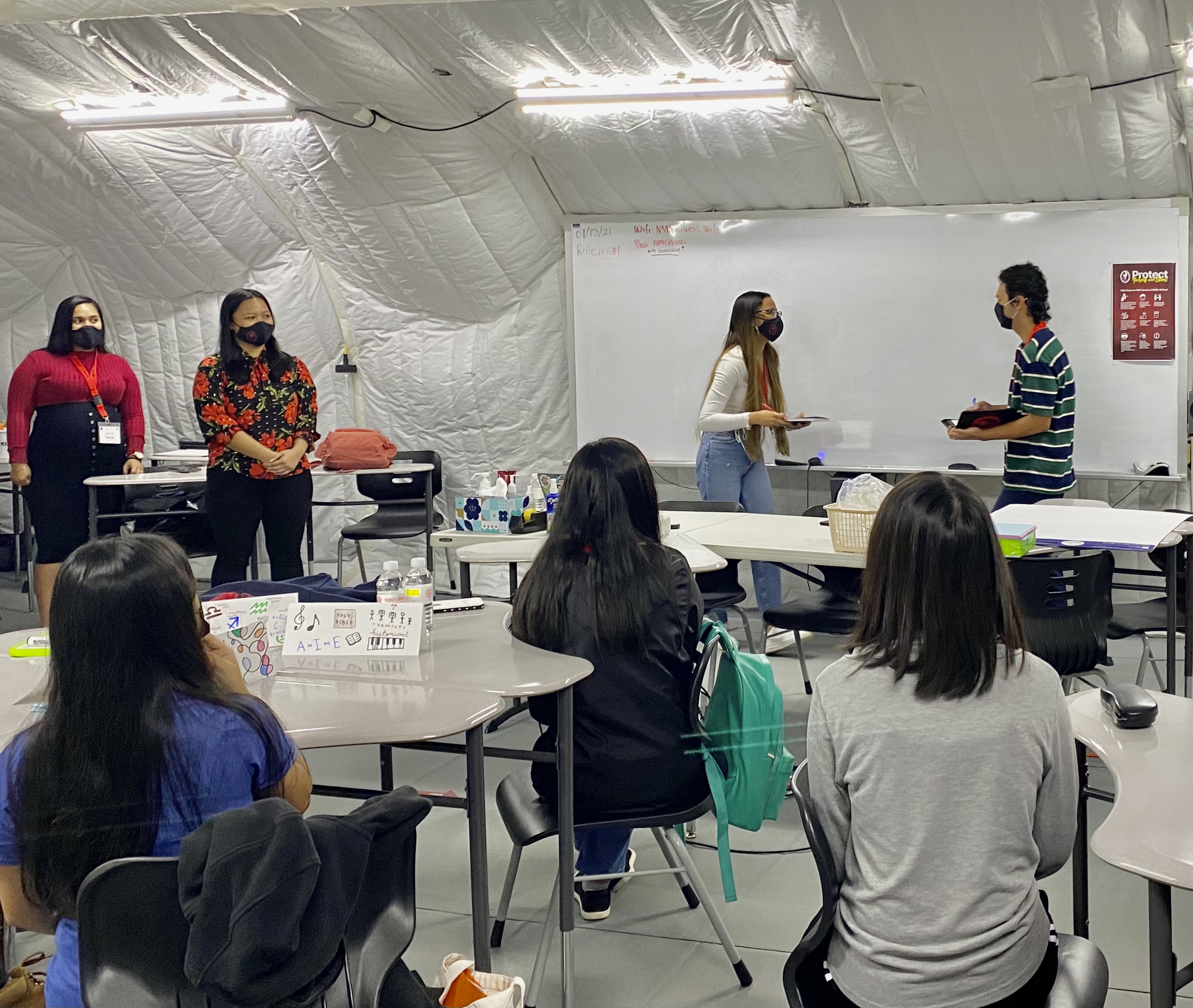 Students participate in a “multiple intelligence” activity.