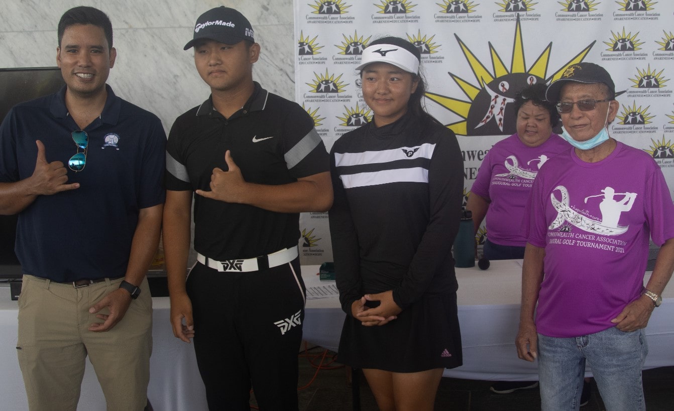 From left, Bo Palacios, CCA board president; Li  Zhi Yun & Jin Zhi Min,  3rd place Low Gross Winner; Cesar Dumatol, CCA board treasurer