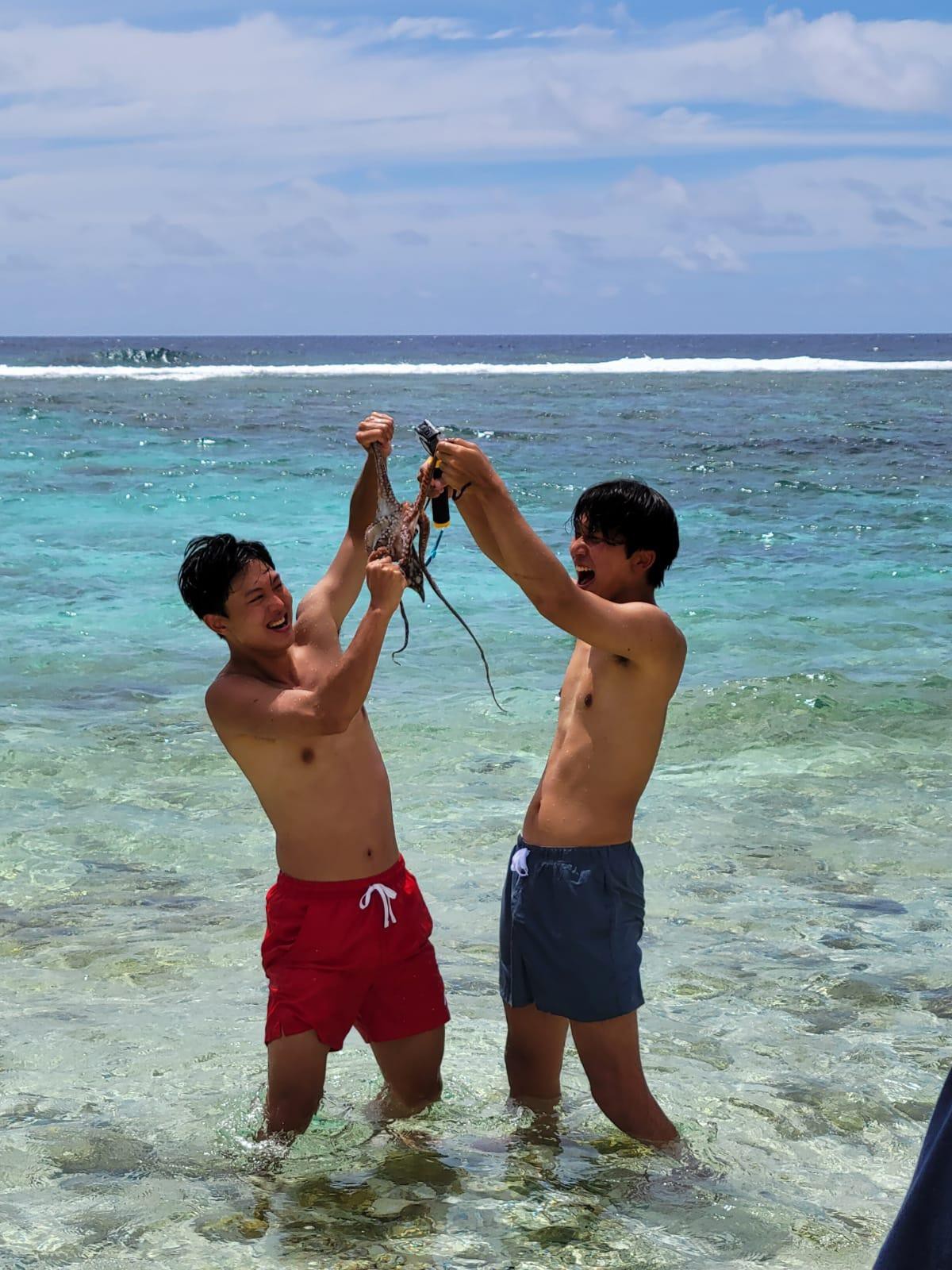 Social media influencers from South Korea visit Long Beach on Tinian.