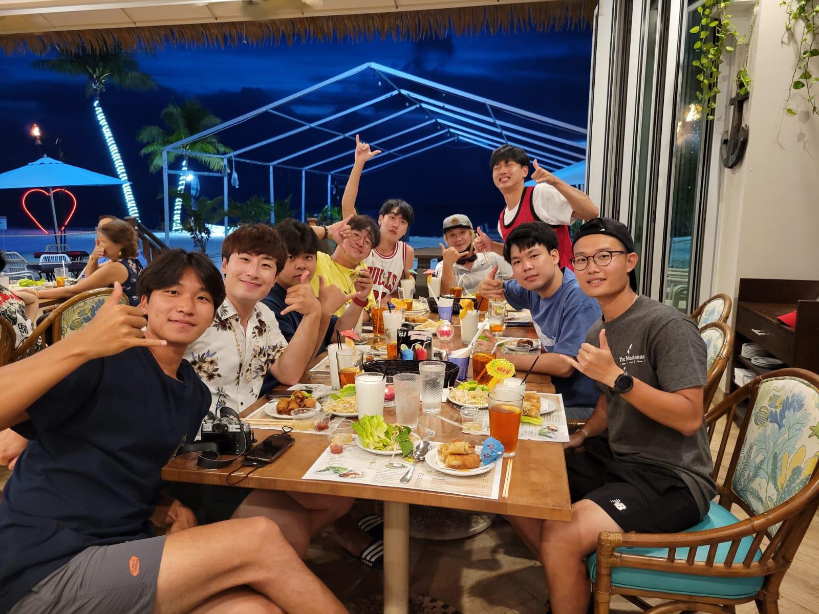 Social media influencers from South Korea dine at Surf Club on Saipan.