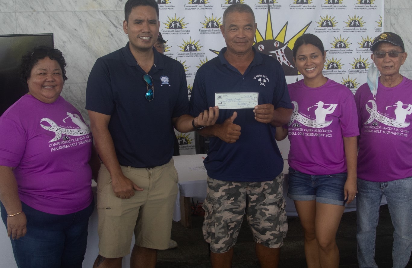 From left, Jocelyn Deleon Guerrero, CCA board member; Bo Palacios, CCA board president; Joe “Kamikaze” Camacho, Closest to Pin Winner on Holes #4  and #6; Nicolette V. Inos, CCA board member; and Cesar Dumatol, CCA board treasurer.