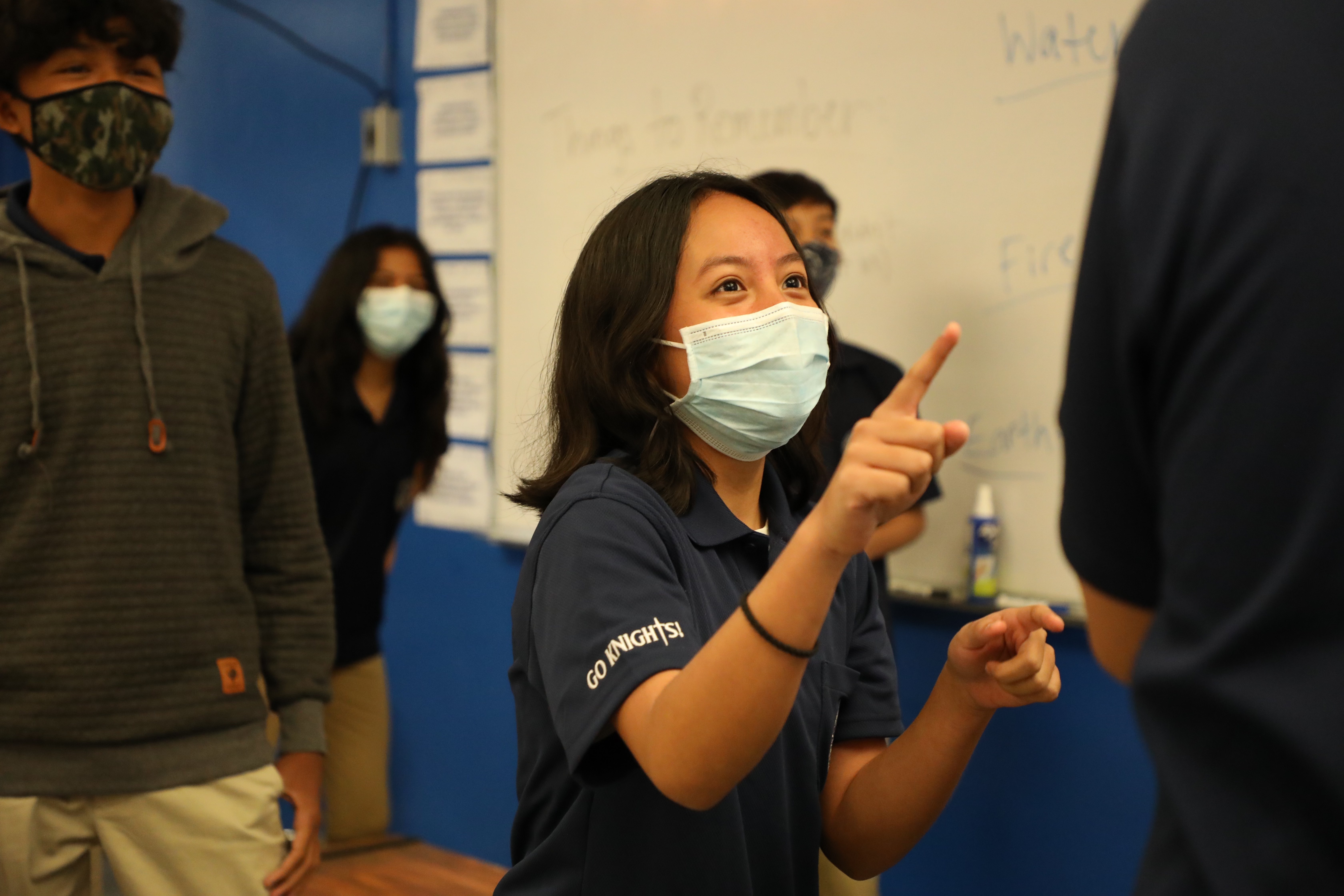 MCS students participated in energizers and activities during the first week of school. In the photo, MCS ninth-grader Laizza Mallari plays the Ten-Thousand Dollar Pyramid with her classmates.