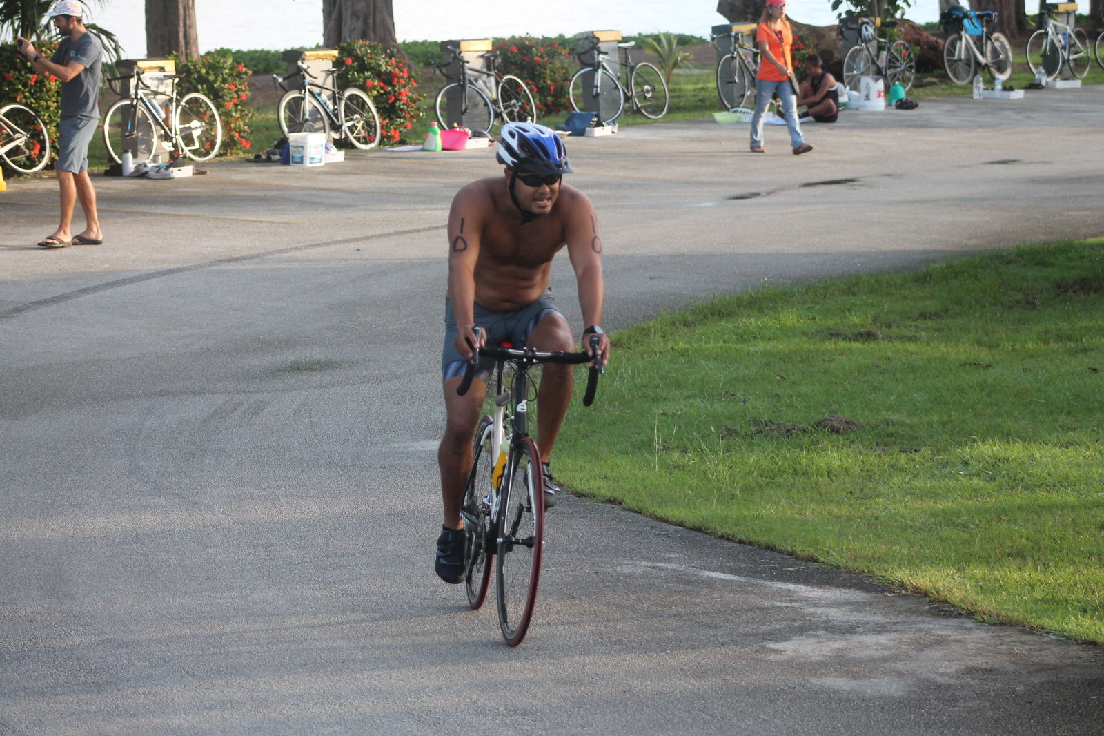 Jeremy Winkfield starts off the bike event.