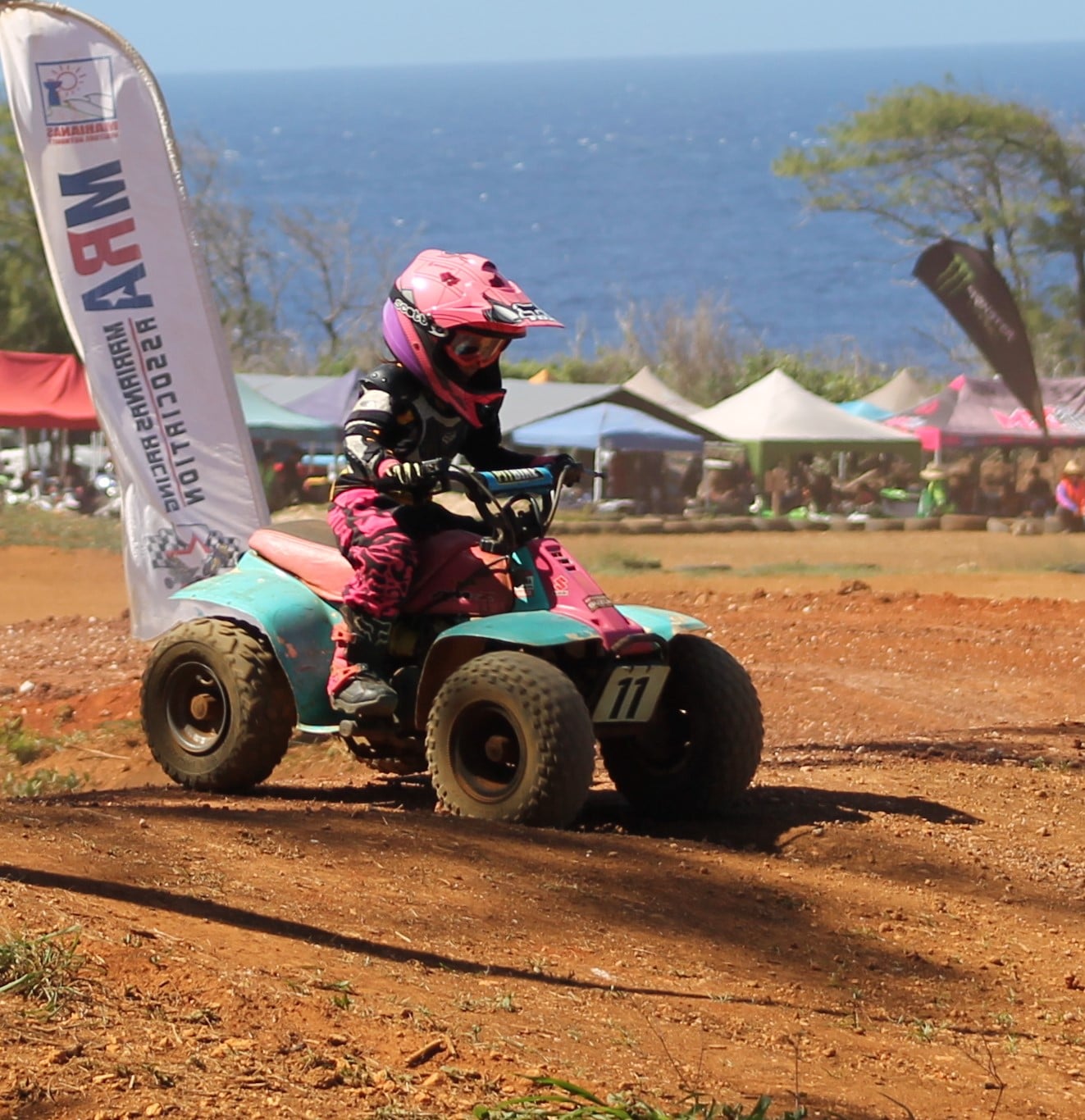 Brooklyn Susulin drives her ATV during the Marianas Racing Association 2021 Points Race Series at Cowtown Raceway Park.