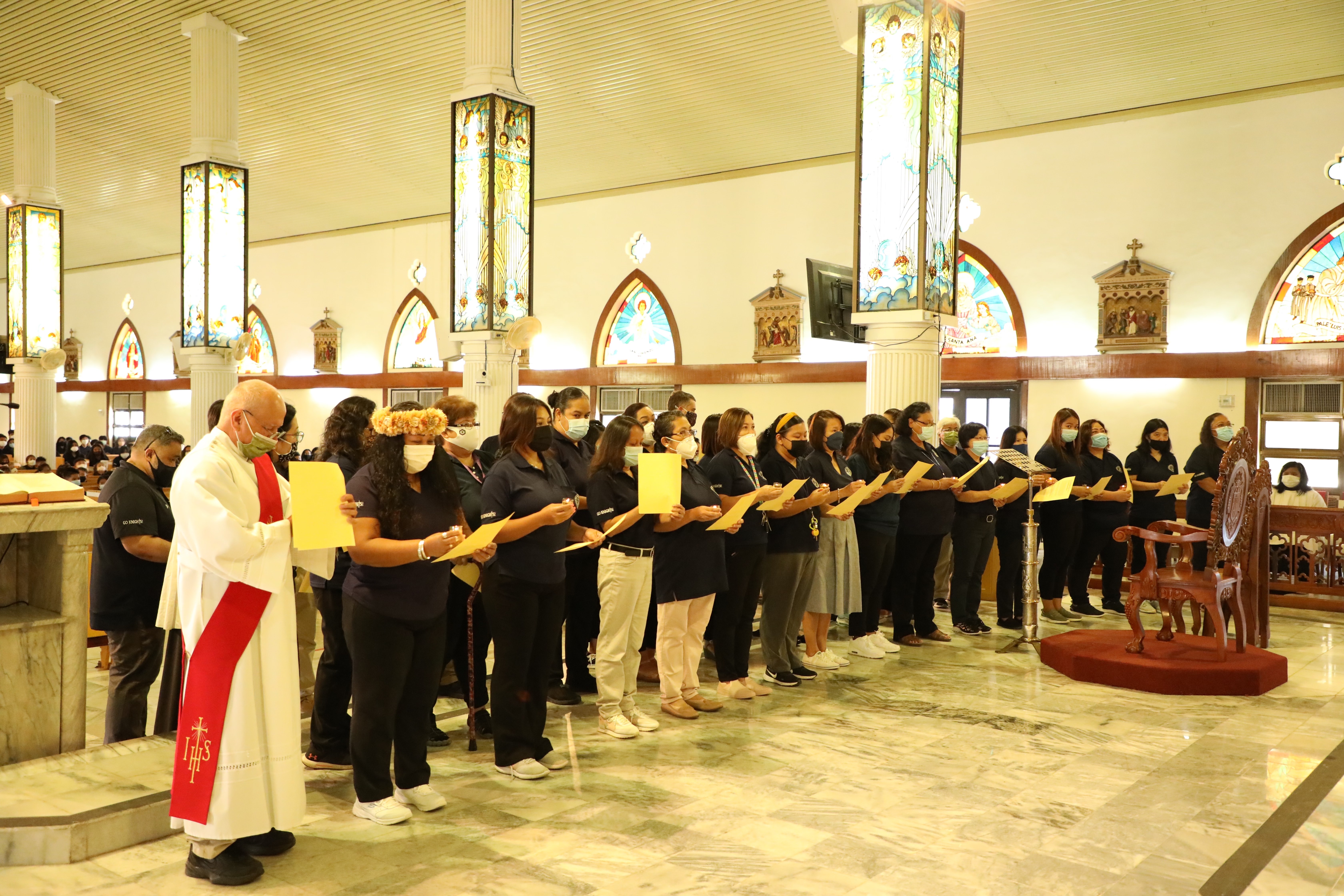 All of Mount Carmel School's faculty and staff participated in the Commissioning Ceremony during the Opening Mass celebration on Friday, Aug. 13, 2021. The Commissioning Ceremony is meant to bless the faculty and staff of MCS as they agree to teach the  religion, faith, and values of the Catholic church.