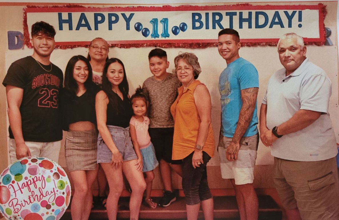 On June 4, 2021, Carmen Cabrera Pangelinan’s grandson, Ramon III, who belongs to the fourth generation of her family who patronize Kinpachi, celebrated his 11th birthday at the Japanese restaurant. From left,  Tomiko's boyfriend Jun Christopher, Tomiko, Brenna, Brenna's daughter Addy, Ramon III, Ramon III's paternal grandmother Angie Villagomez, Ramon II and Angie's husband, Albert Deleon Guerrero.