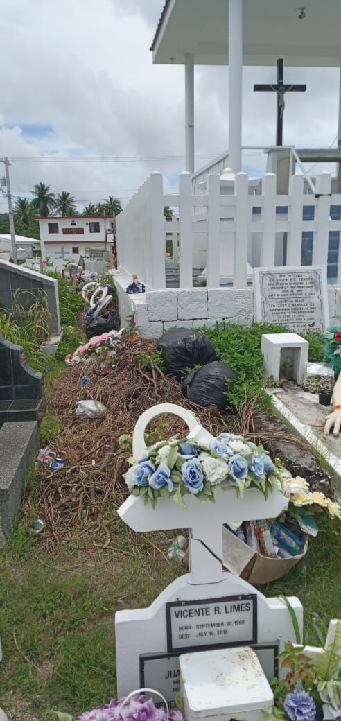 Trash has been disposed in the area where Mass is celebrated at the Chalan Kanoa cemetery.