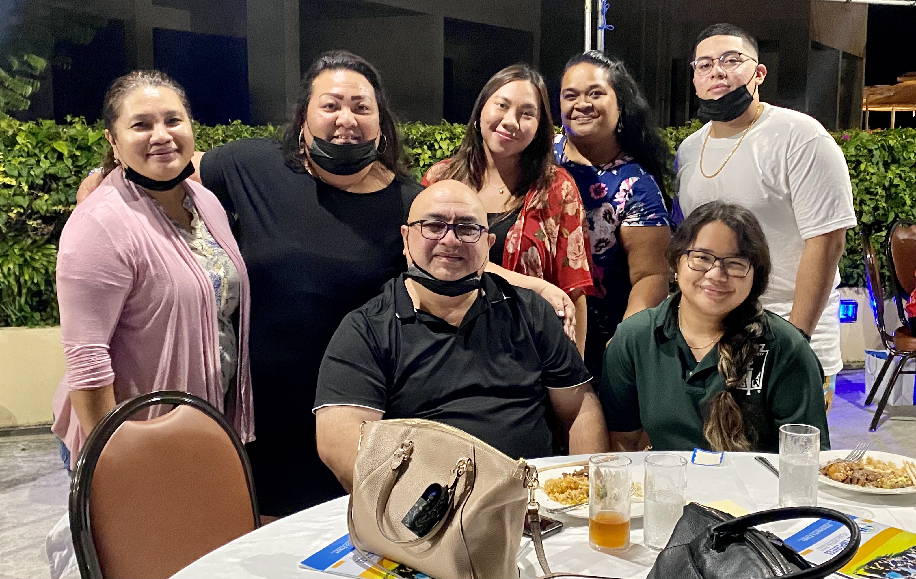 Chacha Oceanview Middle School Principal Martha Kintol, Dandan Middle School Principal James Sablan and Marianas High School Principal Melanie Rdiall with their new employees.