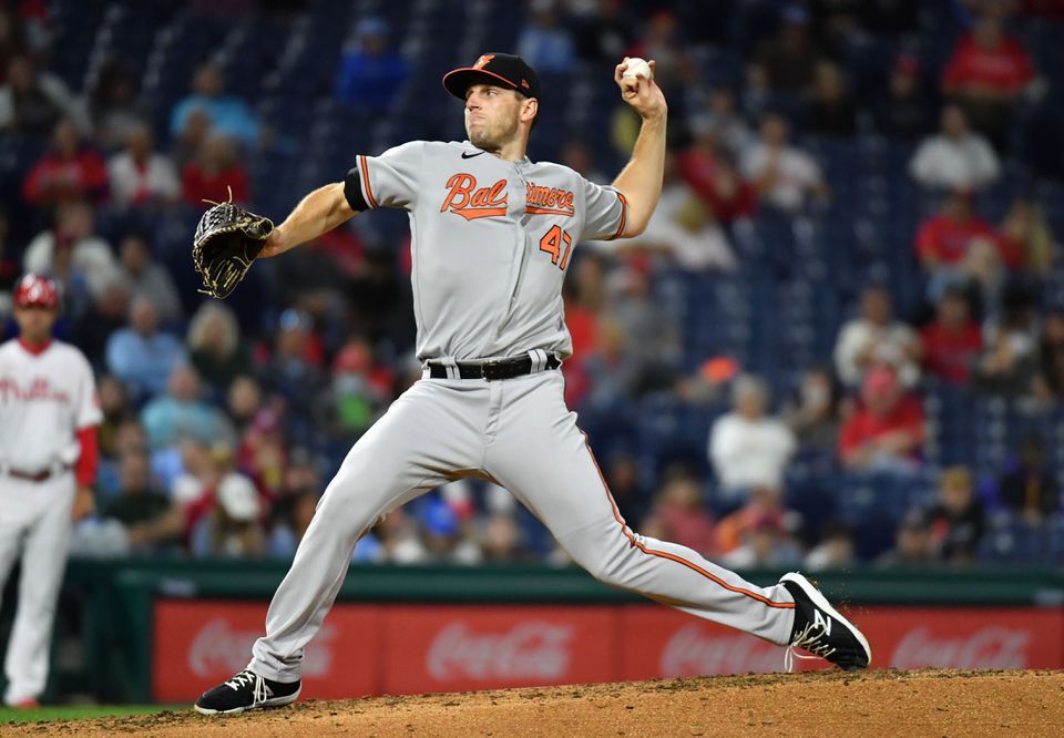 Baltimore Orioles starting pitcher John Means (47) throws against the Philadelphia Phillies during the seventh inning at Citizens Bank Park Philadelphia, Pennsylvania on Sept. 20, 2021.