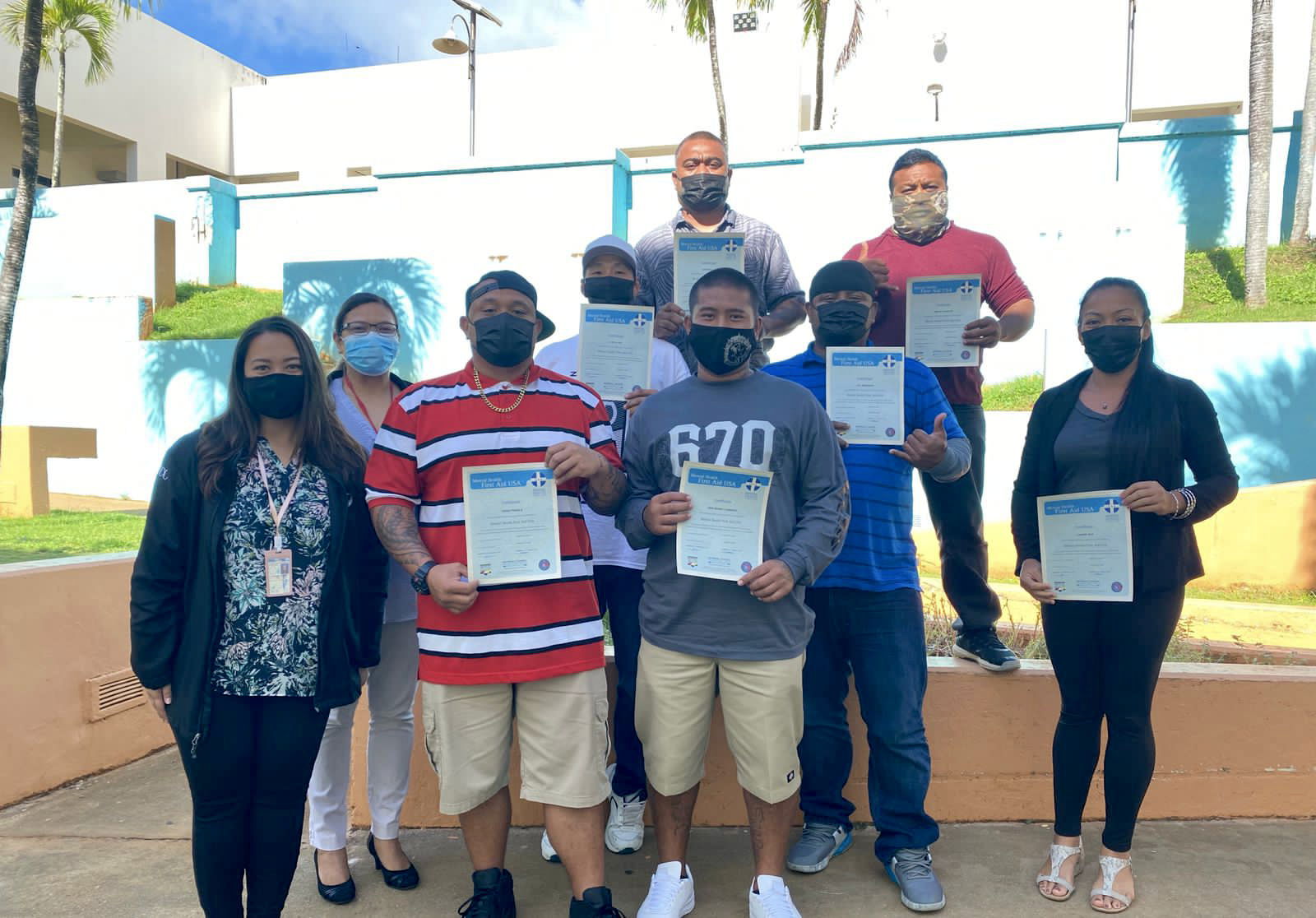 Community Guidance Center's Kimberly Mendiola and Kimberly S. Tudela lead the Adult Mental Health First Aid Training on Aug. 25, 2021 for seven community members.