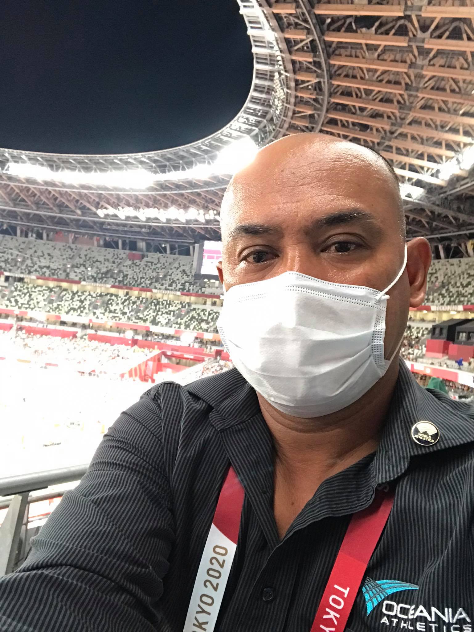 Northern Marianas Athletics secretary general Robin Sapong at the 2022 Tokyo Olympic Games.