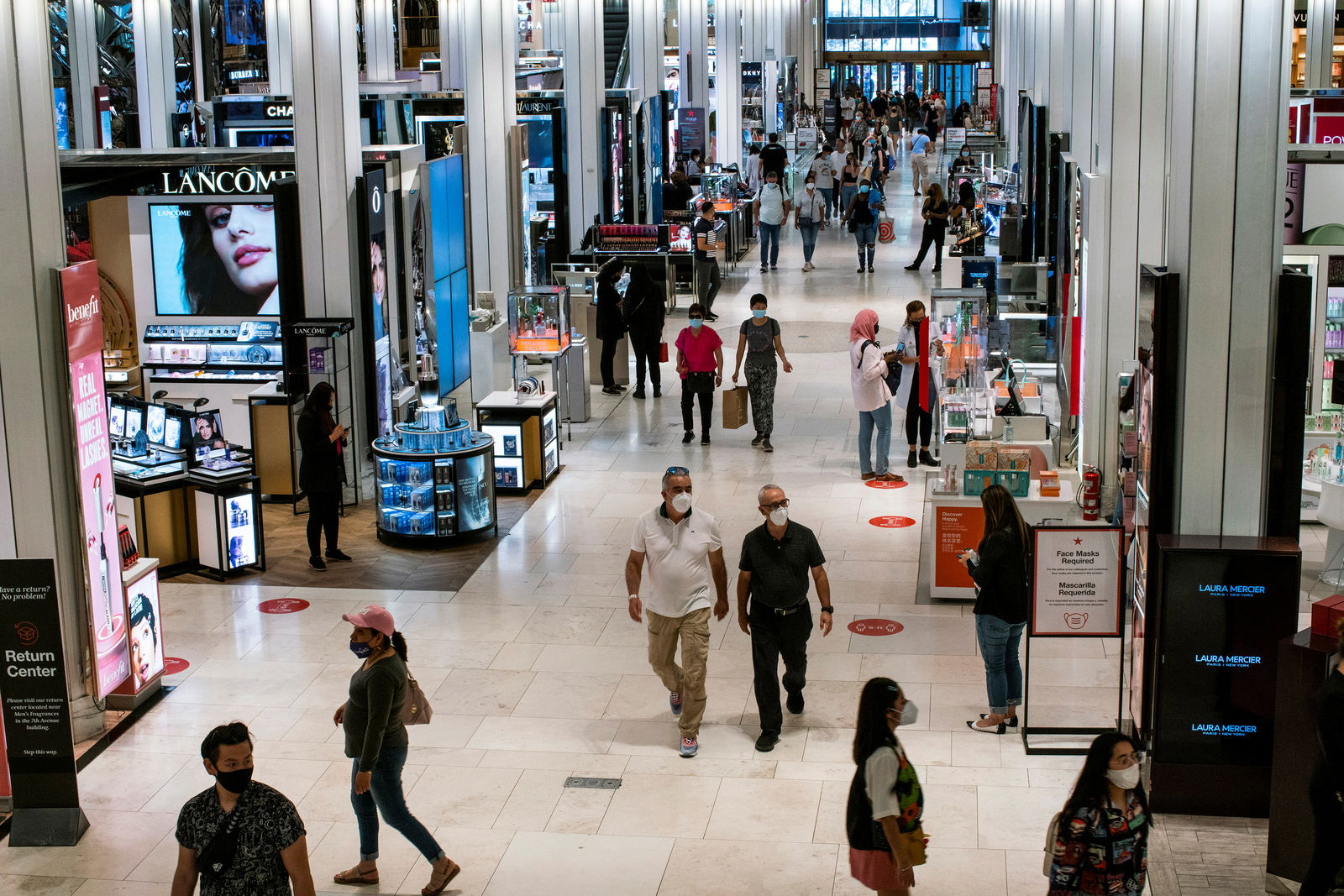 Customers visit Macy's flagship store in New York City on May 20, 2021.