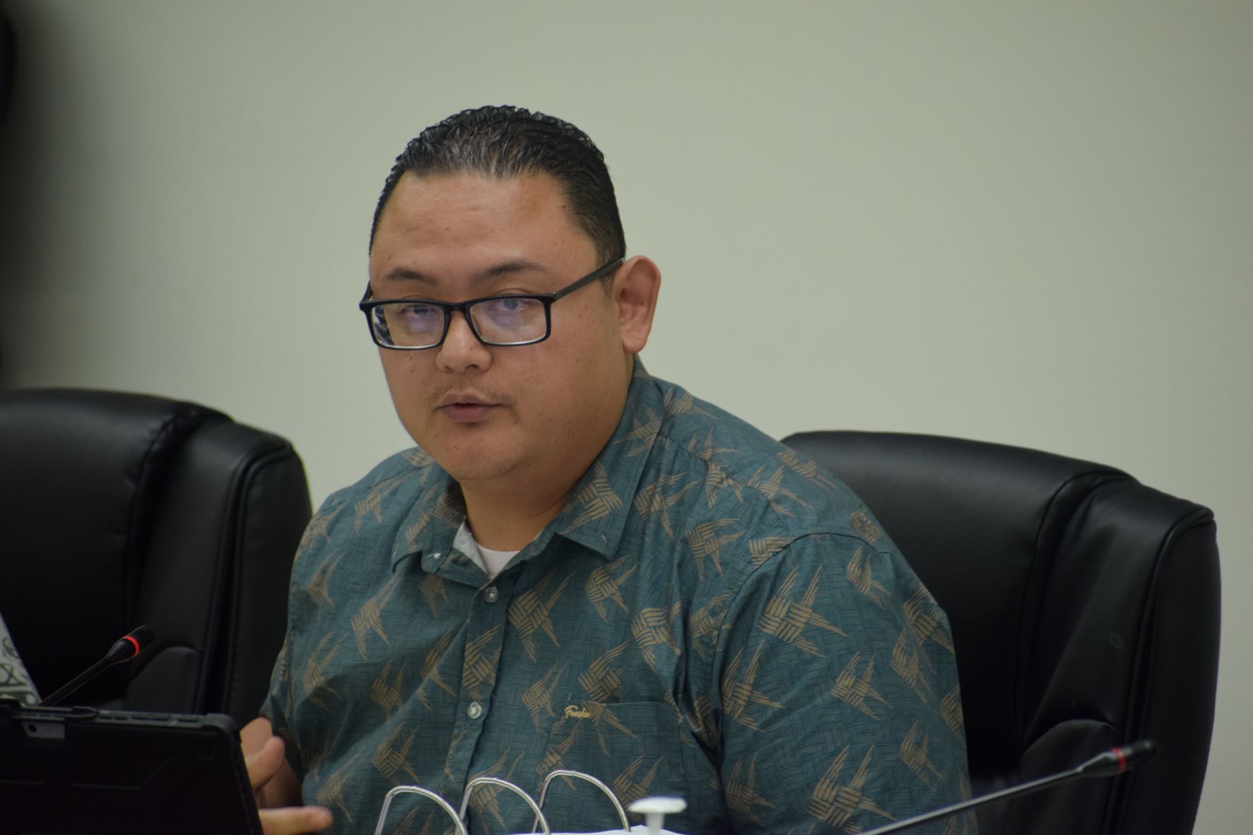 House Ways and Means Committee Chairman Donald Manglona speaks during a House session on Tuesday.