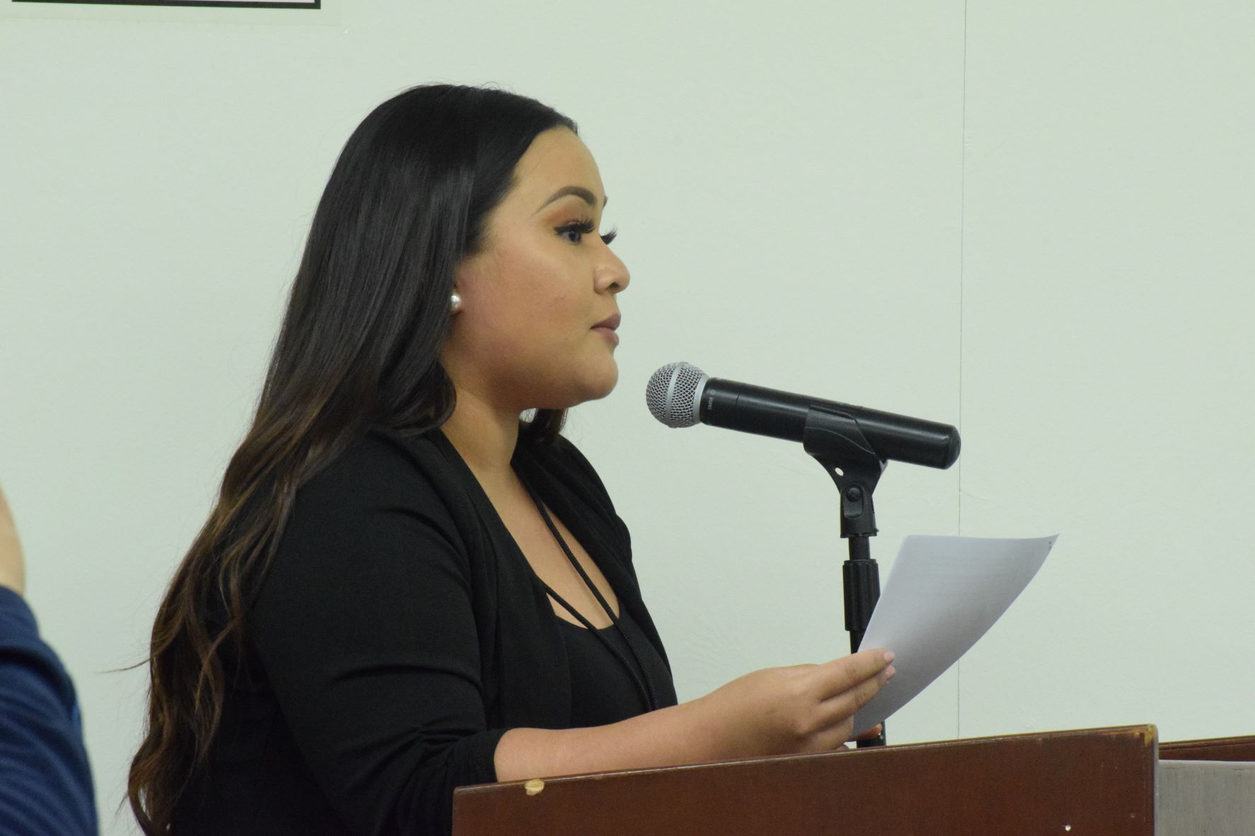CNMI Cannabis Commission Managing Director Monique B. Sablan appears before the House of Representatives to testify in support of House Bill 22-78 during a House session on Thursday.