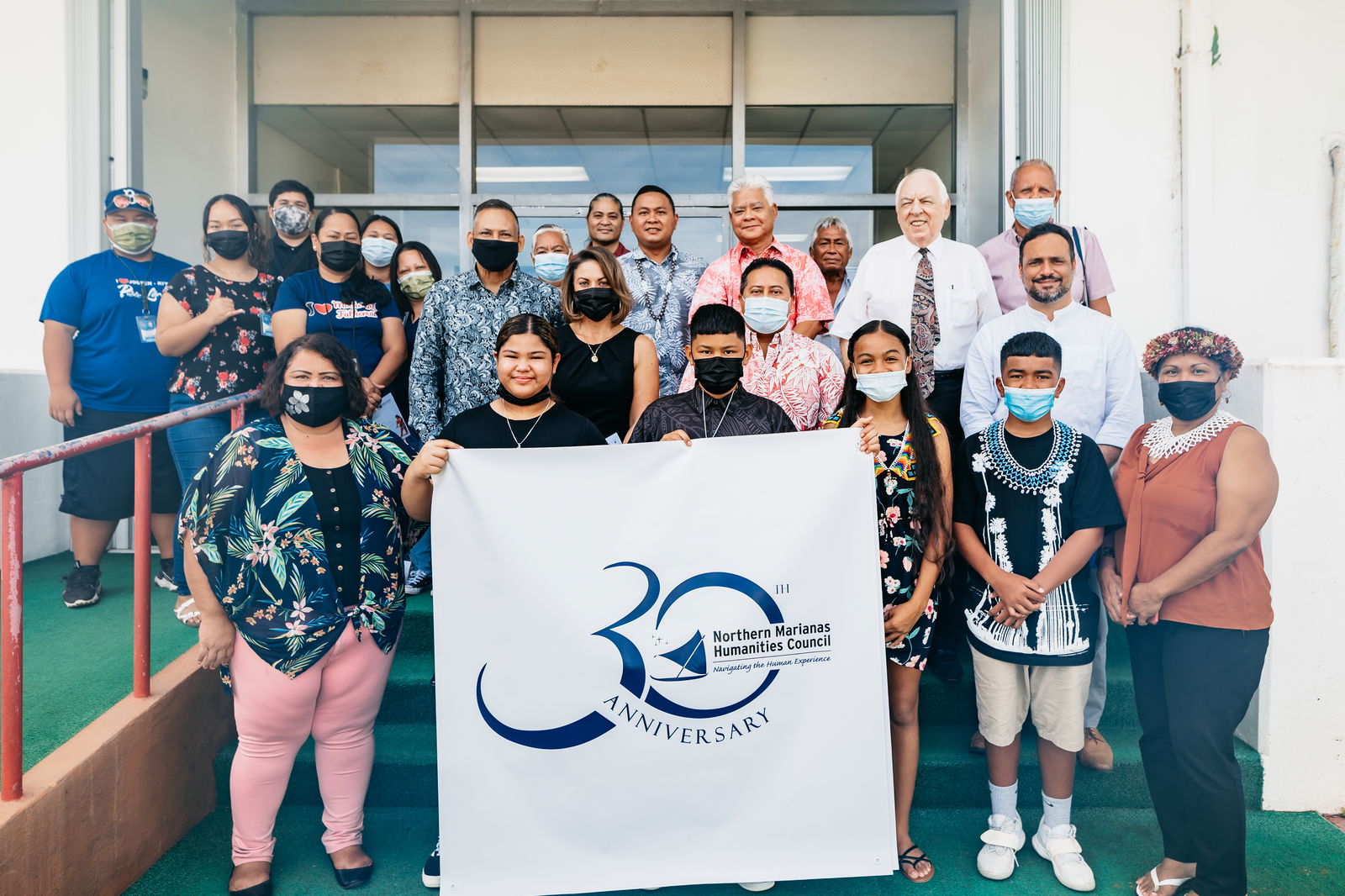 Gov. Ralph DLG Torres and Lt. Gov Arnold I. Palacios pose for a photo with officials and staff of the Northern Marianas Humanities Council and other stakeholders following the signing of the Humanities Month proclamation Thursday at the administration building on Capital Hill.