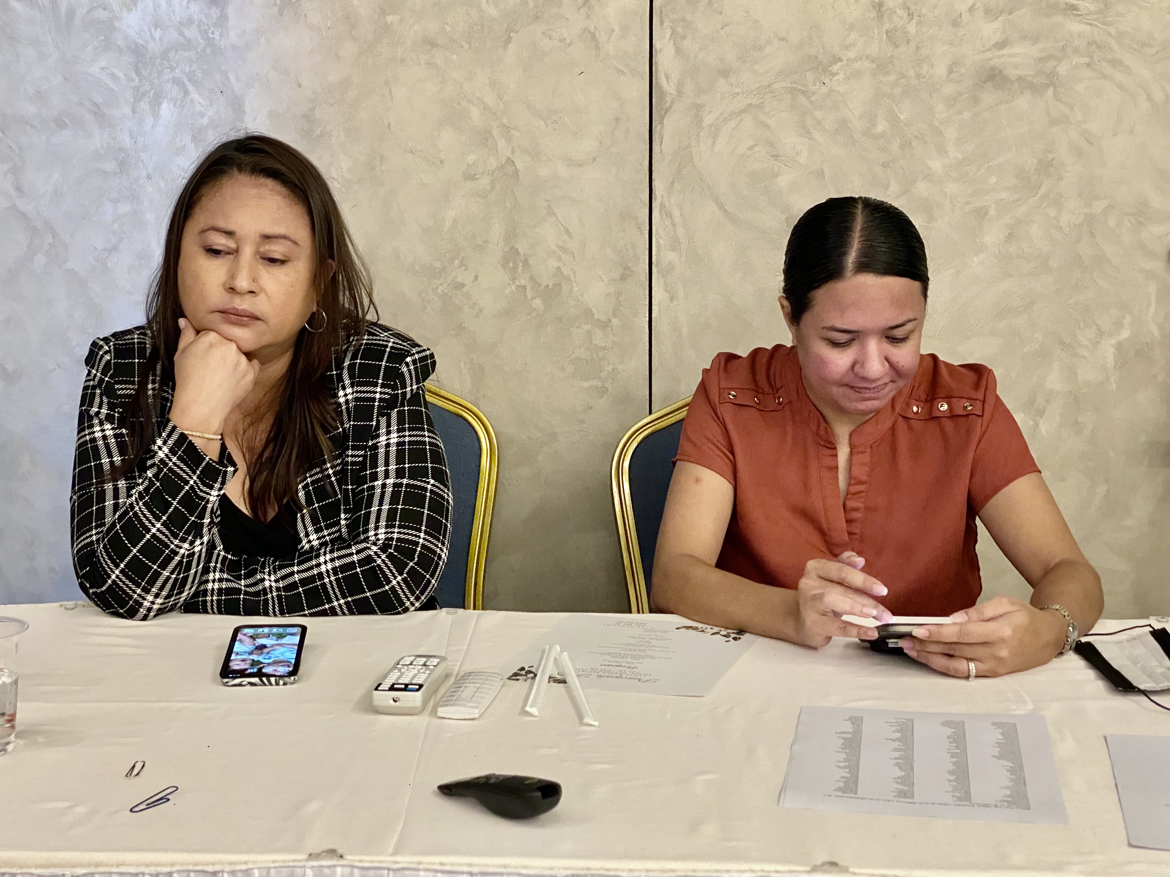 PSS Senior Director Dr. Yvonne Pangelinan and Dr. Jennifer Maratita participate in a mindfulness management activity.