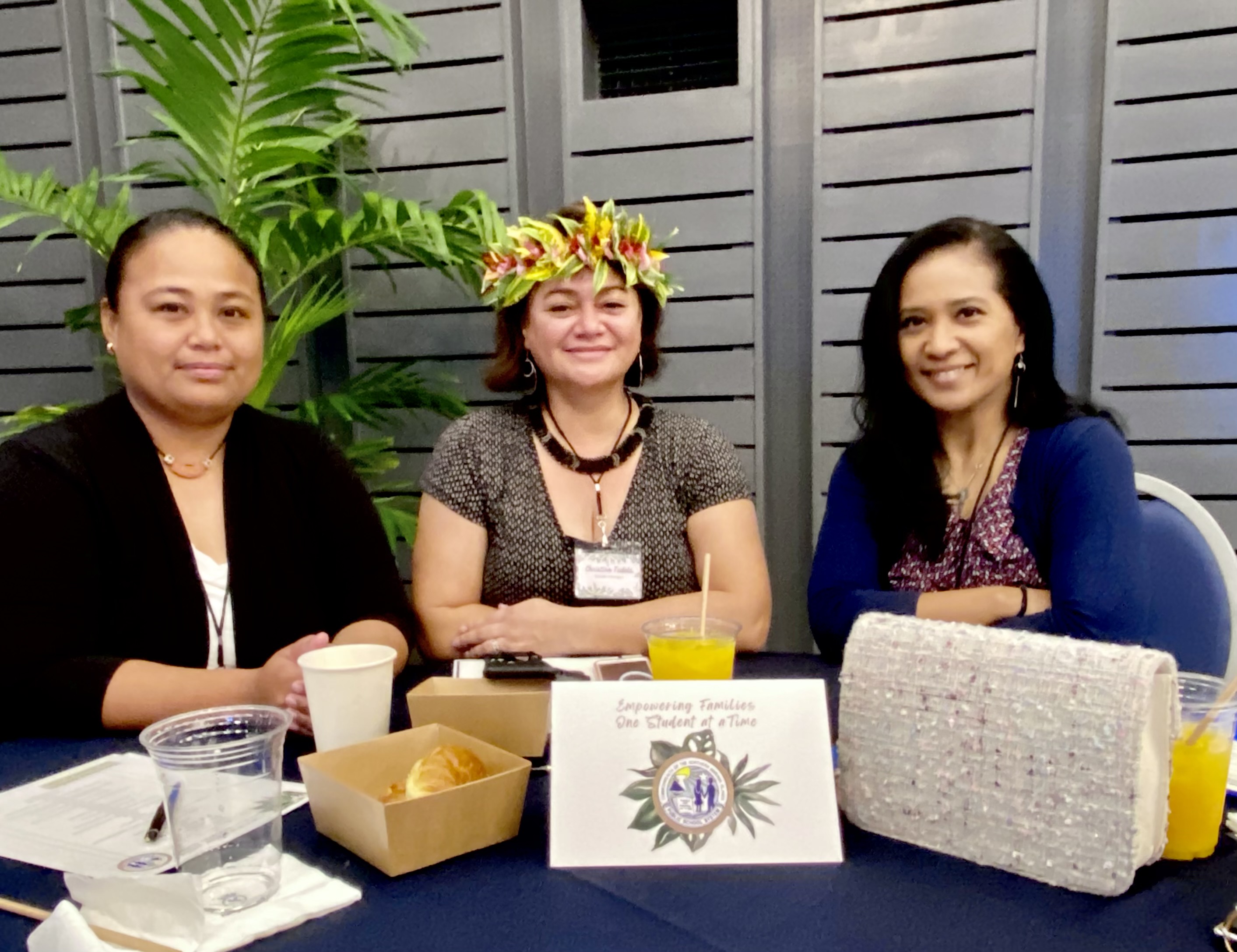 Da’ok Academy PTSA officers Matilde Rasa and Arlen Sanra Satur with principal Christine Tudela.