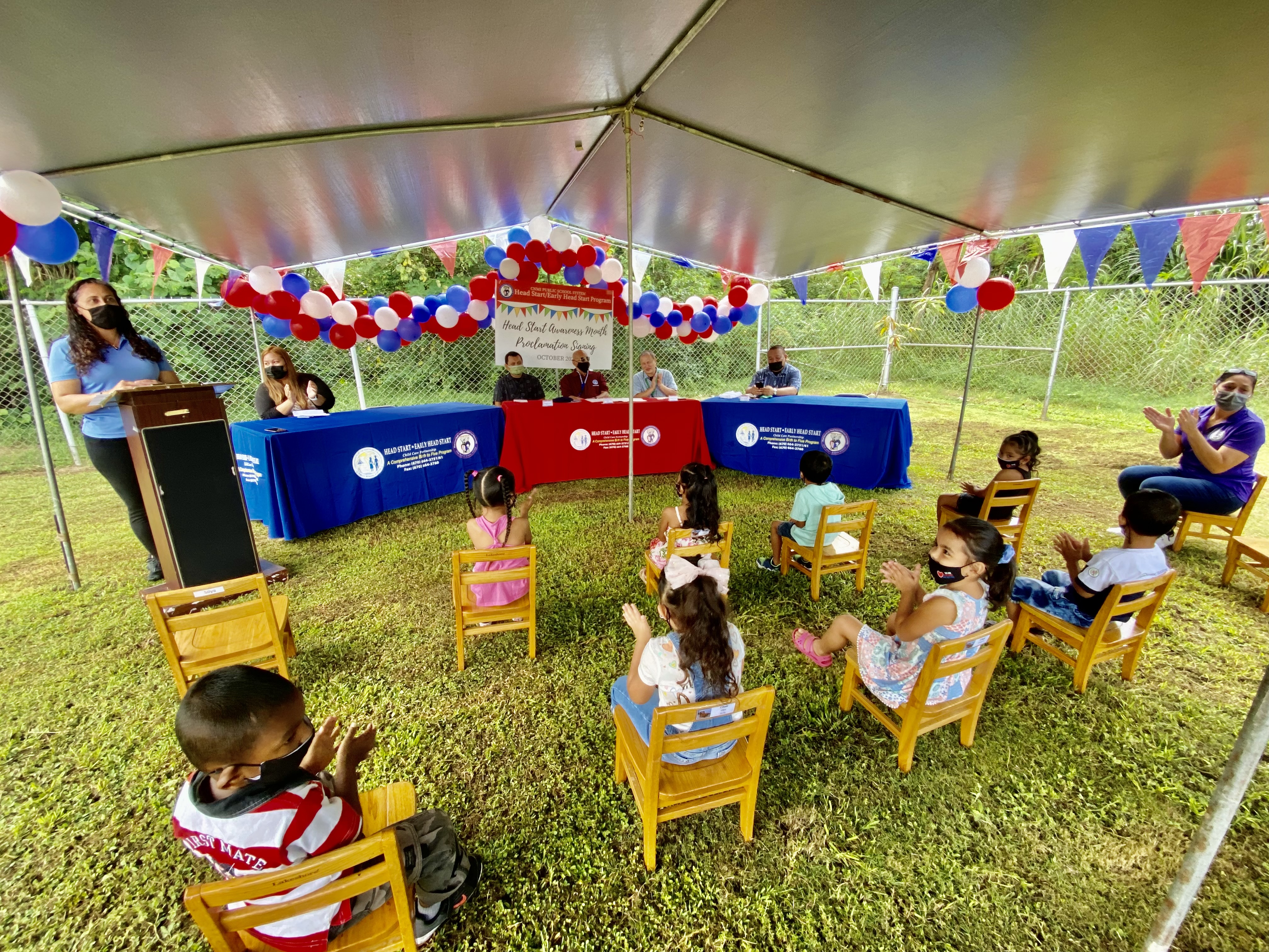 A program was held Friday at Sinapalo Head Start for the Head Start Awareness Month proclamation ceremony. Jolene Guerrero Sablan, Head Start’s family & community partnership manager, left standing, was the emcee.