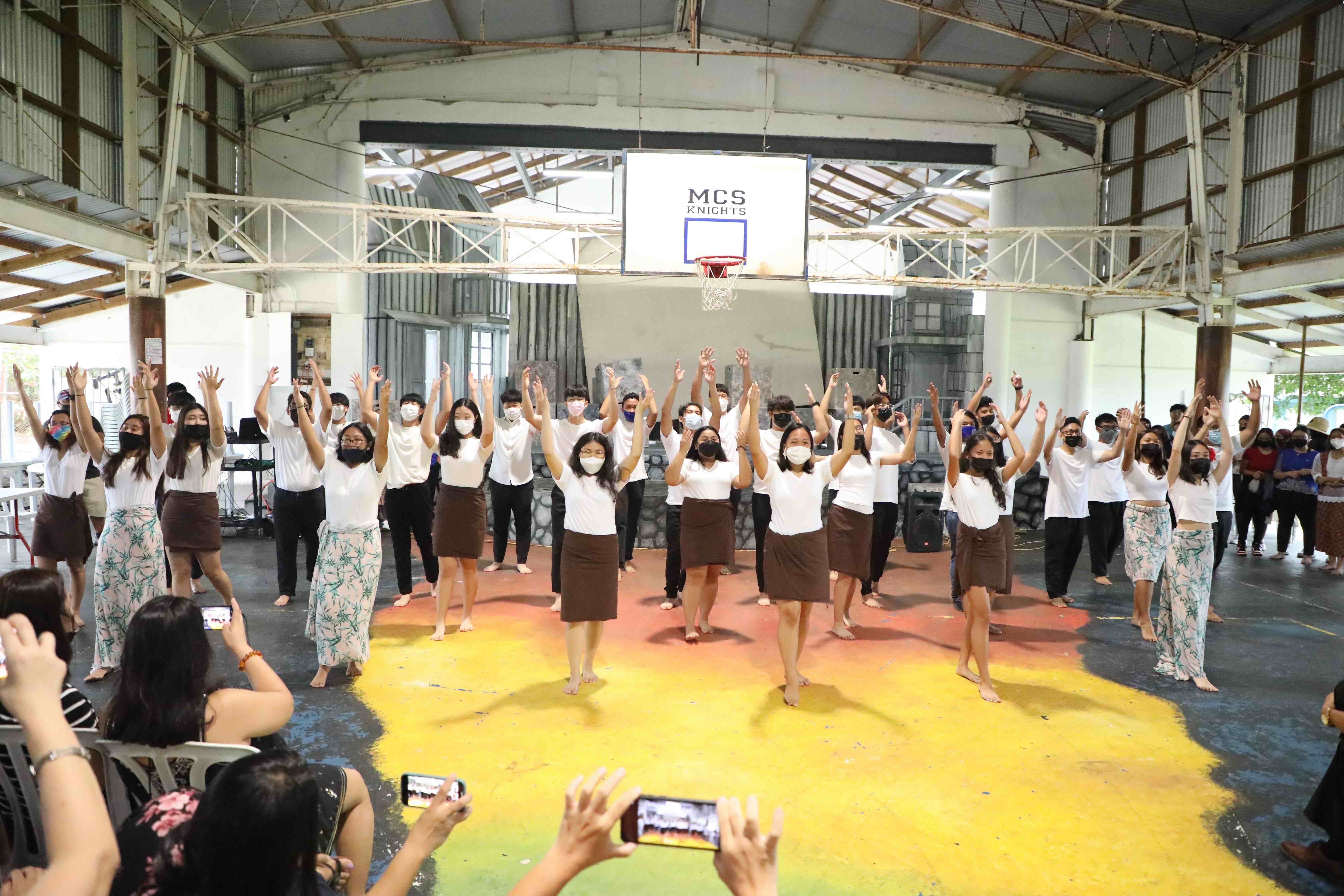 MCS seniors perform a traditional dance representing the CNMI during the reinstated Cultural Day celebration.